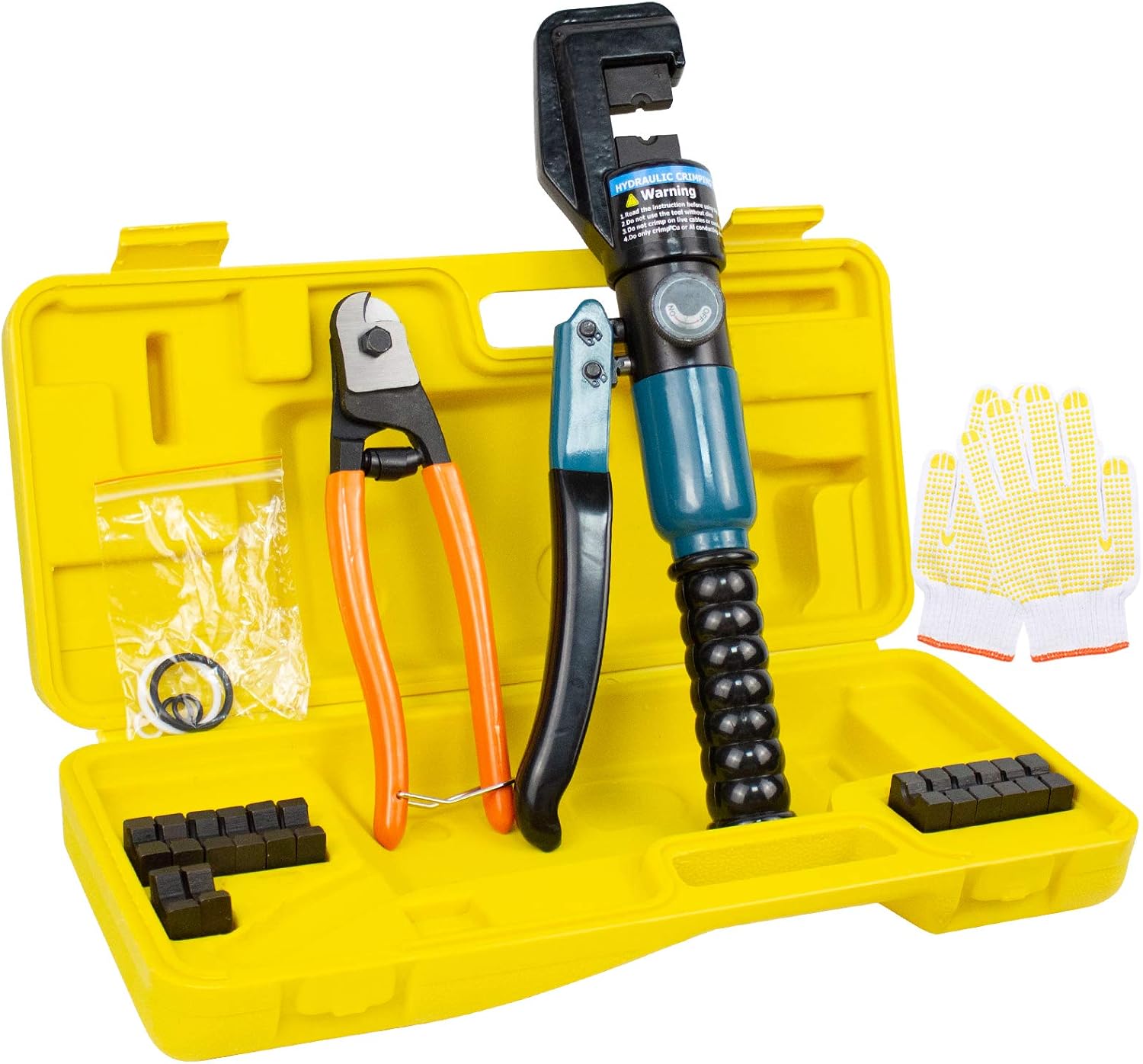 BLIKA 10 Ton Hydraulic Crimping Tool and Cable Cutter, Hydraulic Wire Battery Cable Lug Terminal Crimper Crimping Tool with 11 Dies