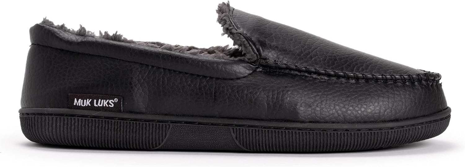 Muk Luks Men's Moccasin-Black Slip-On Loafer