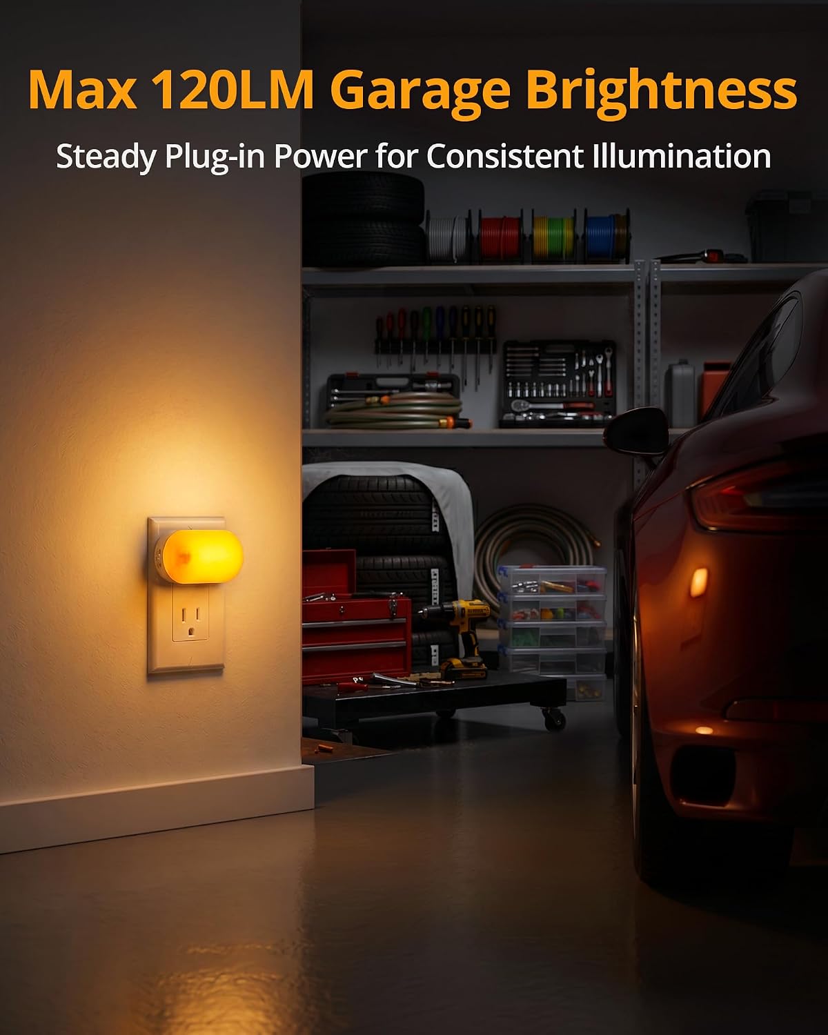 Lyridz 120 Lumens Ultra Bright Plug-in Motion Sensor Night Light, 6-Pack