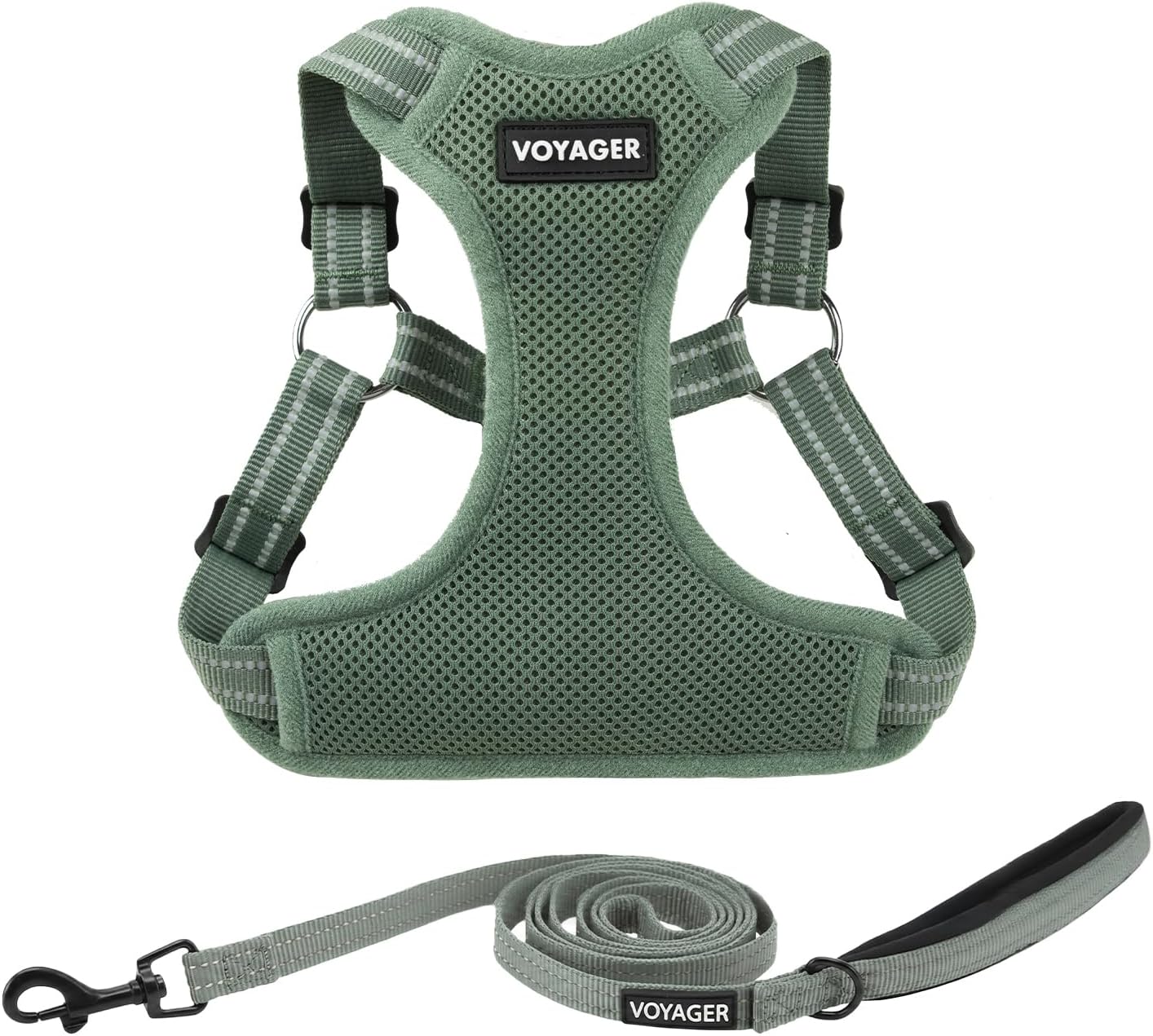 Voyager Step-in Flex Adjustable Dog Harness - Black, Medium | 17 - 21" in Chest, Fully Adjustable, Reflective Bands, All Weather Breathable Air Mesh, Lightweight, Fast Drying