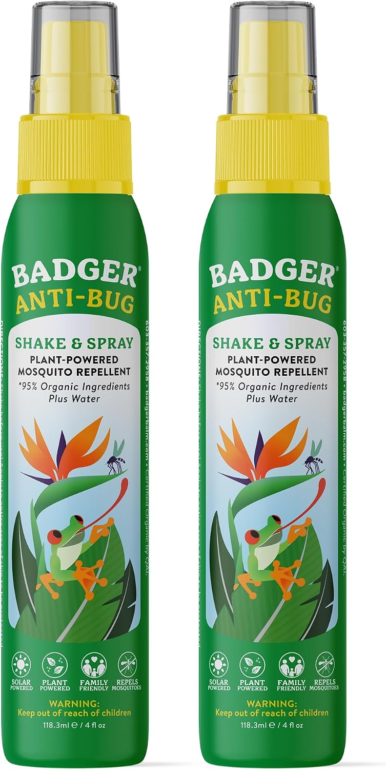 Badger Bug Spray, 3-Hour DEET-Free Mosquito Repellent, Family Friendly, Citronella & Organic Essential Oils, Natural & Vegan Insect Repellent Spray, 4 fl oz Aluminum Bottle