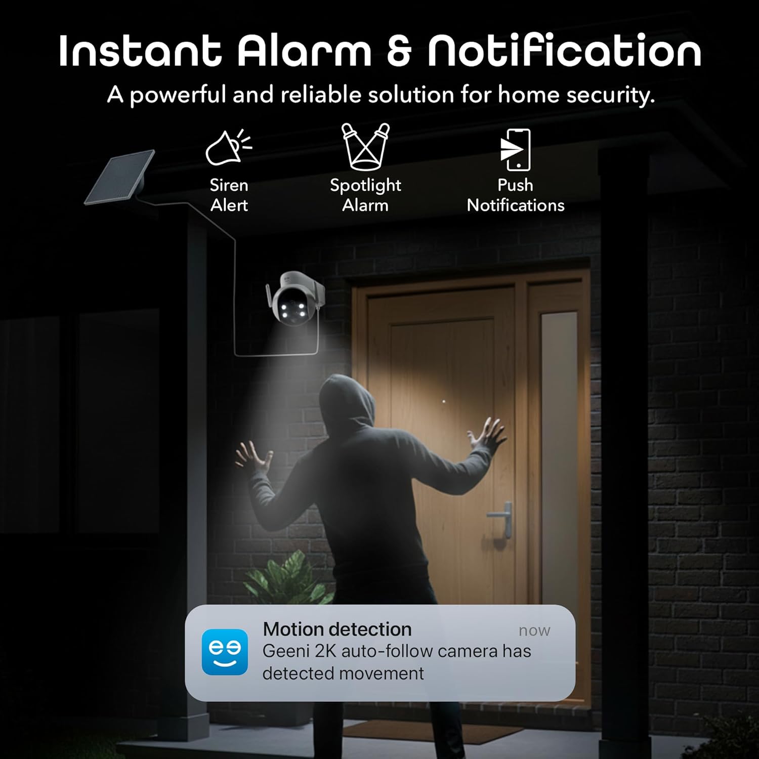 Geeni Insight 3MP Smart PTZ Solar Security Camera – Auto-Follow Motion Tracking, 2K HD Wire-Free Outdoor WiFi Camera with 3W External Solar Panel