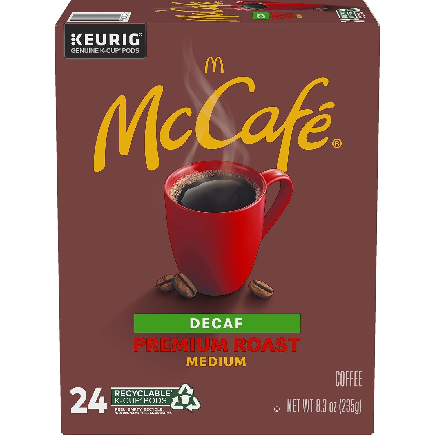 McCafe Premium Roast Decaf Coffee, Single Serve Keurig K-Cup Pods, Decaffeinated, 96 Count (4 Packs of 24)
