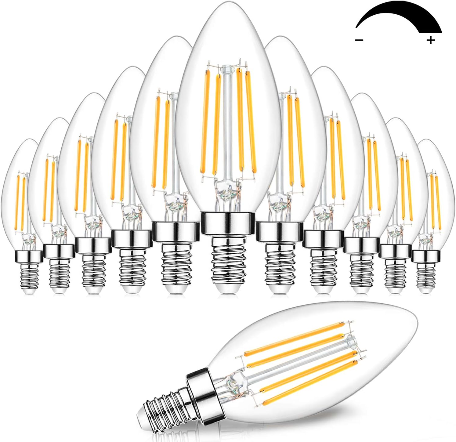 BesLowe 12-Pack Dimmable E12 LED Candelabra Bulbs 60W Equivalent, 2700K