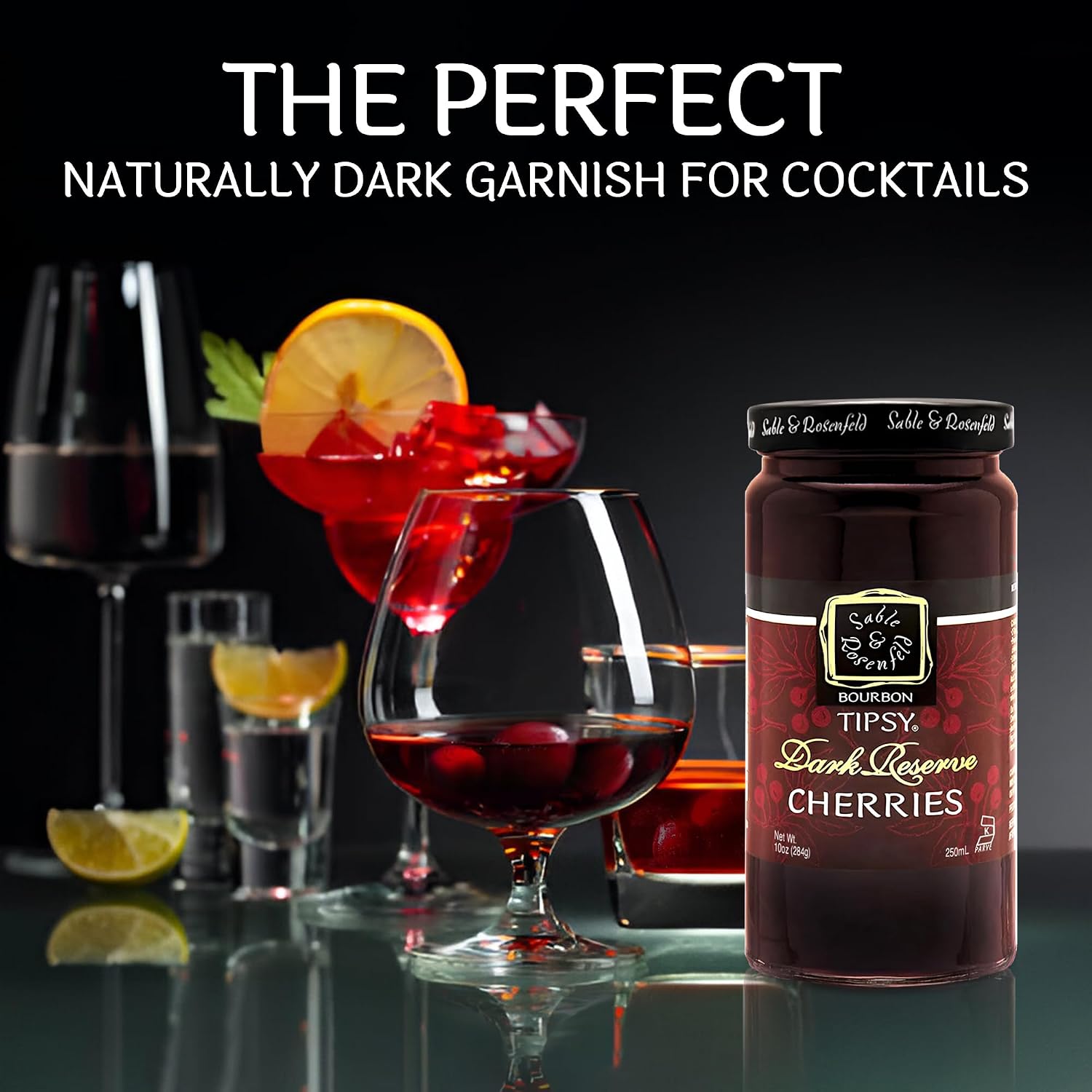 Sable & Rosenfeld Bourbon Tipsy Dark Reserve Cherries, 10 oz, Pack of 1