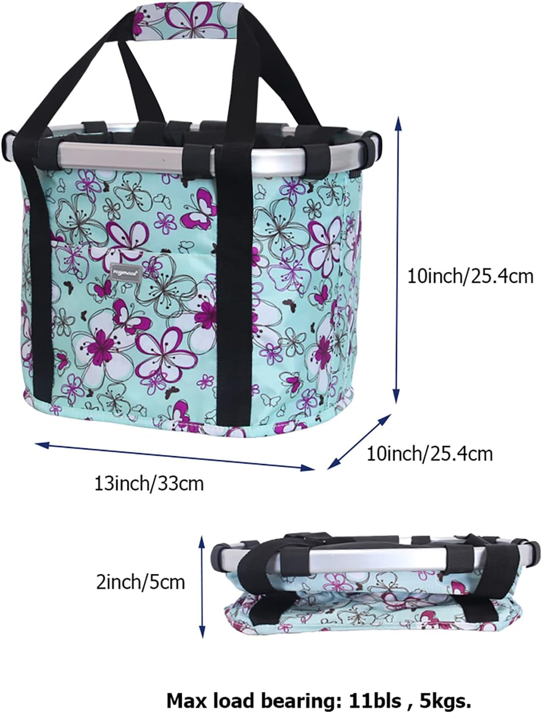 RAYMACE Bicycle Basket Dog Bike Handlebar Basket Front,Folding Detachable Quick Release Easy Install,Cycling Picnic Bag