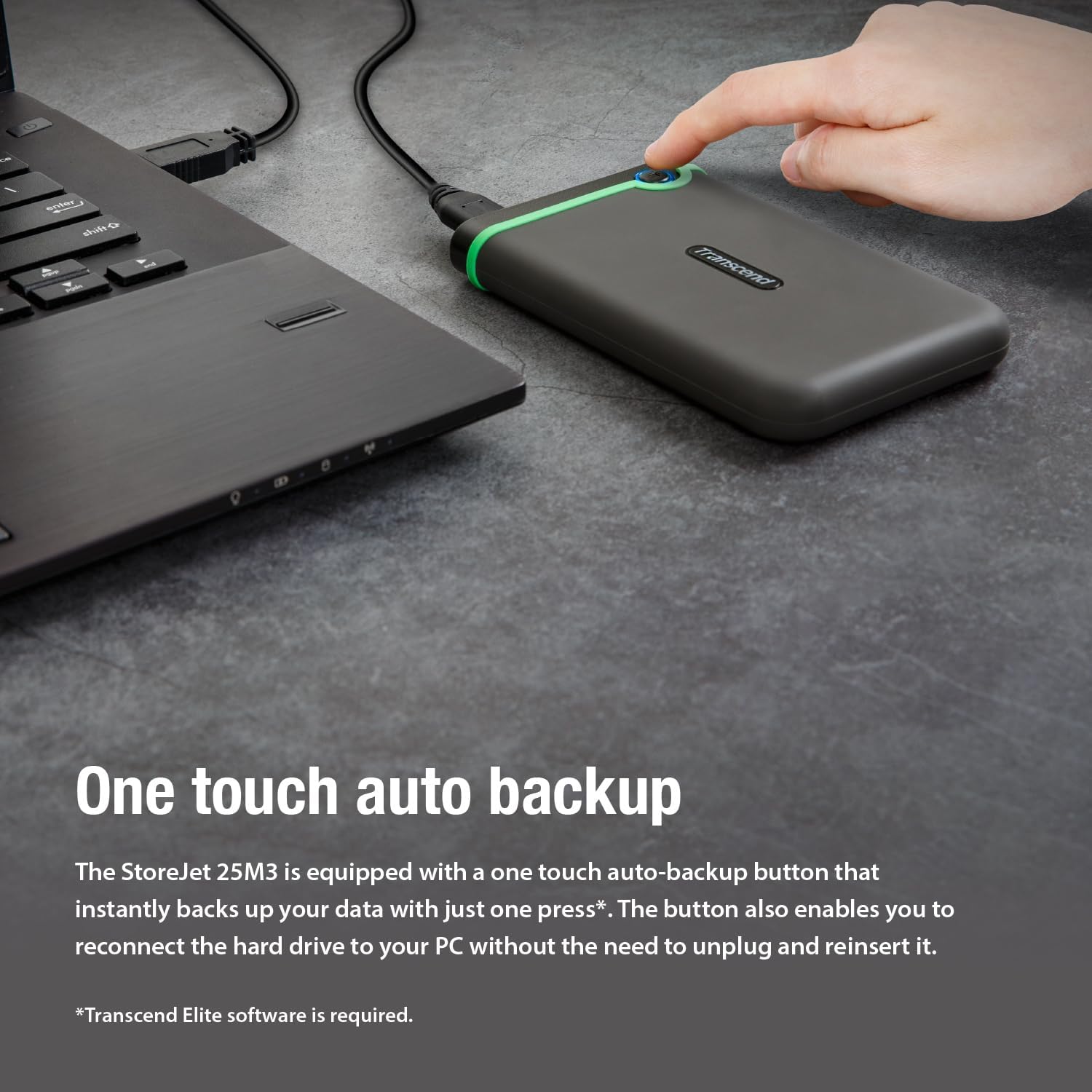 Transcend 4TB StoreJet 25M3 Rugged Portable HDD, One Touch Backup