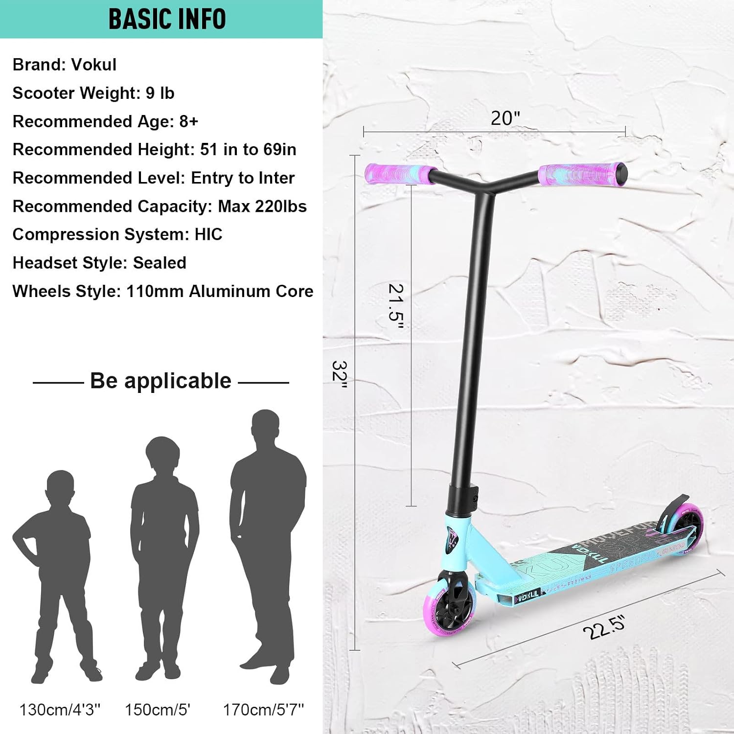 VOKUL K1 Pro Scooters - Stunt Scooter | Trick Scooter - Intermediate and Beginner Freestyle Scooter for Kids 8 Years and UP,Teens and Adults -Quality Kick Pro Scooter for Boys and Girls