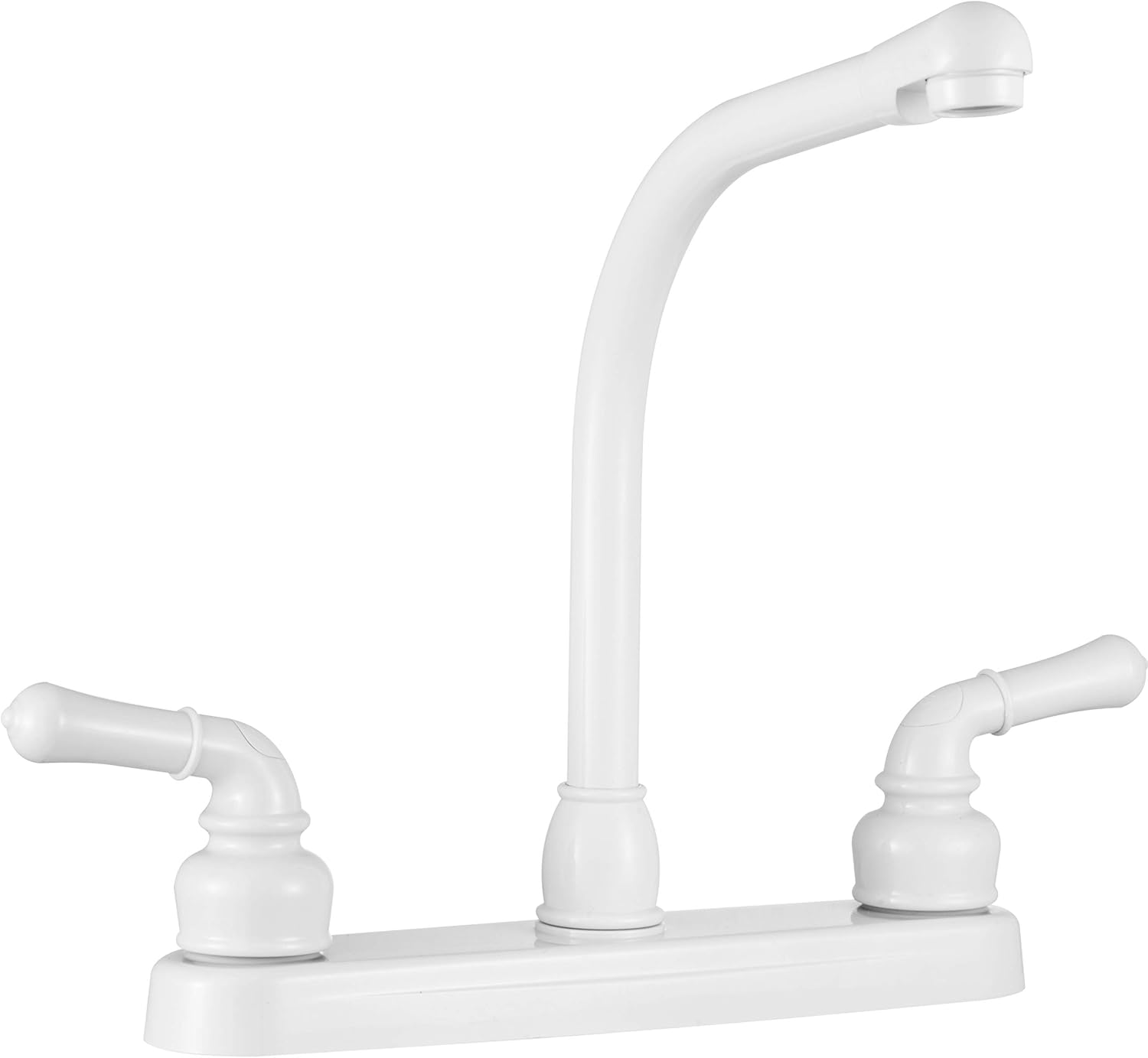 Dura Faucet DF-PK210C-SN RV Hi-Rise Kitchen Sink Faucet (Satin Nickel) | Tall spout and classical levers make washing big pots easy. Brushed Satin Nickel.