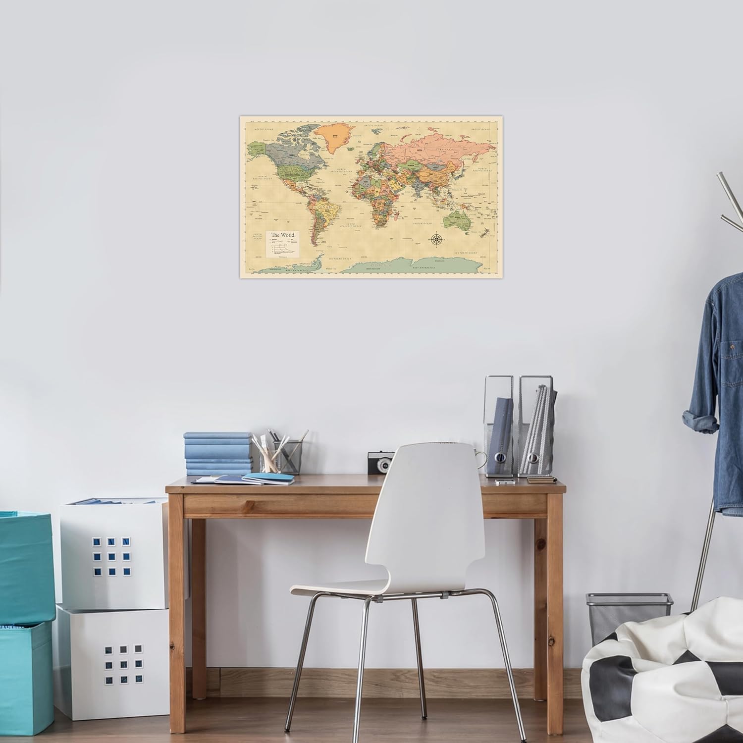 Laminated World Map & US Map Poster Set - 18" x 29" - Wall Chart Maps of the World & United States - Made in the USA - (LAMINATED, 18" x 29")