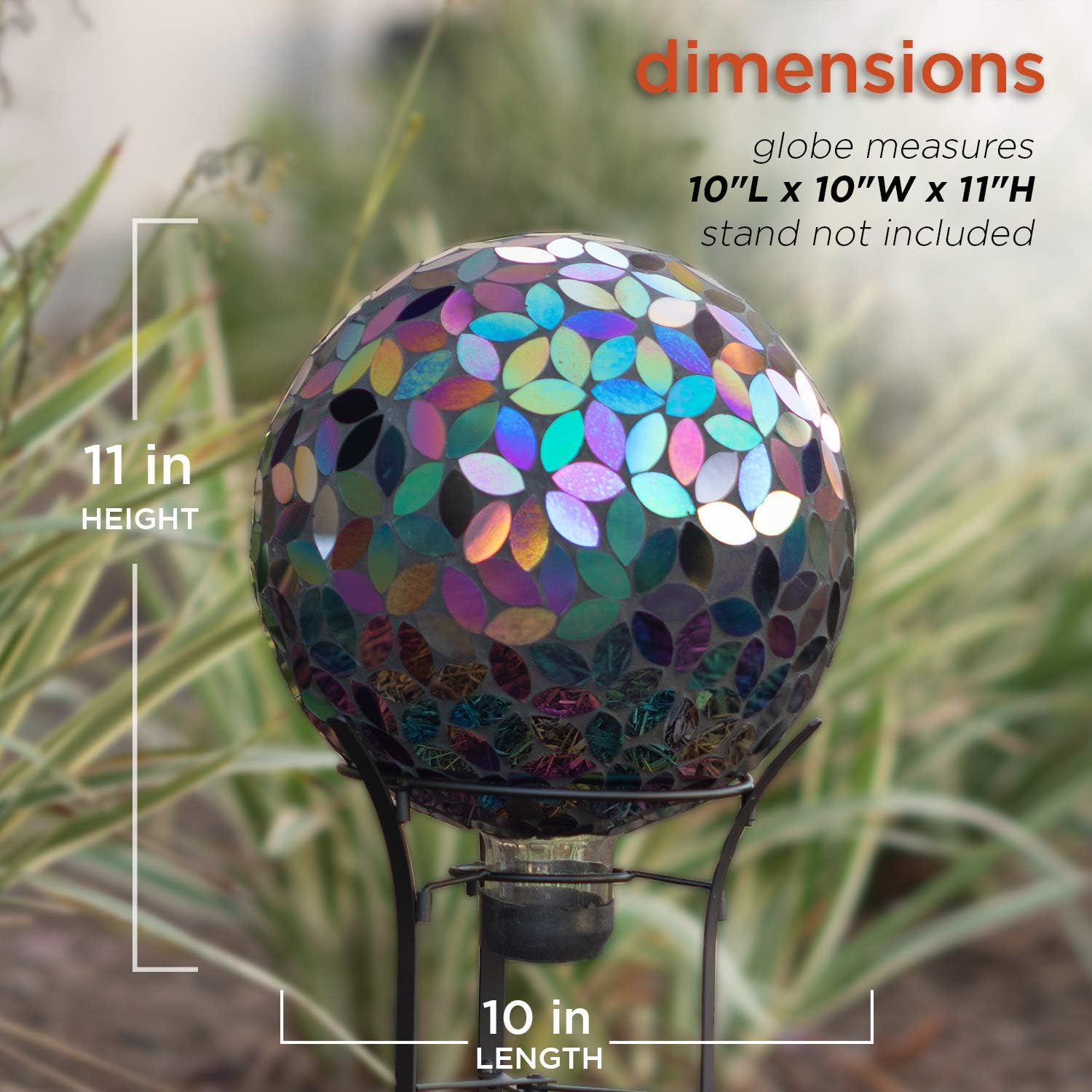 Alpine Corporation 10" Diameter Indoor/Outdoor Glass Mosaic Gazing Globe Yard Decoration, Purple Pearlized Petals Design