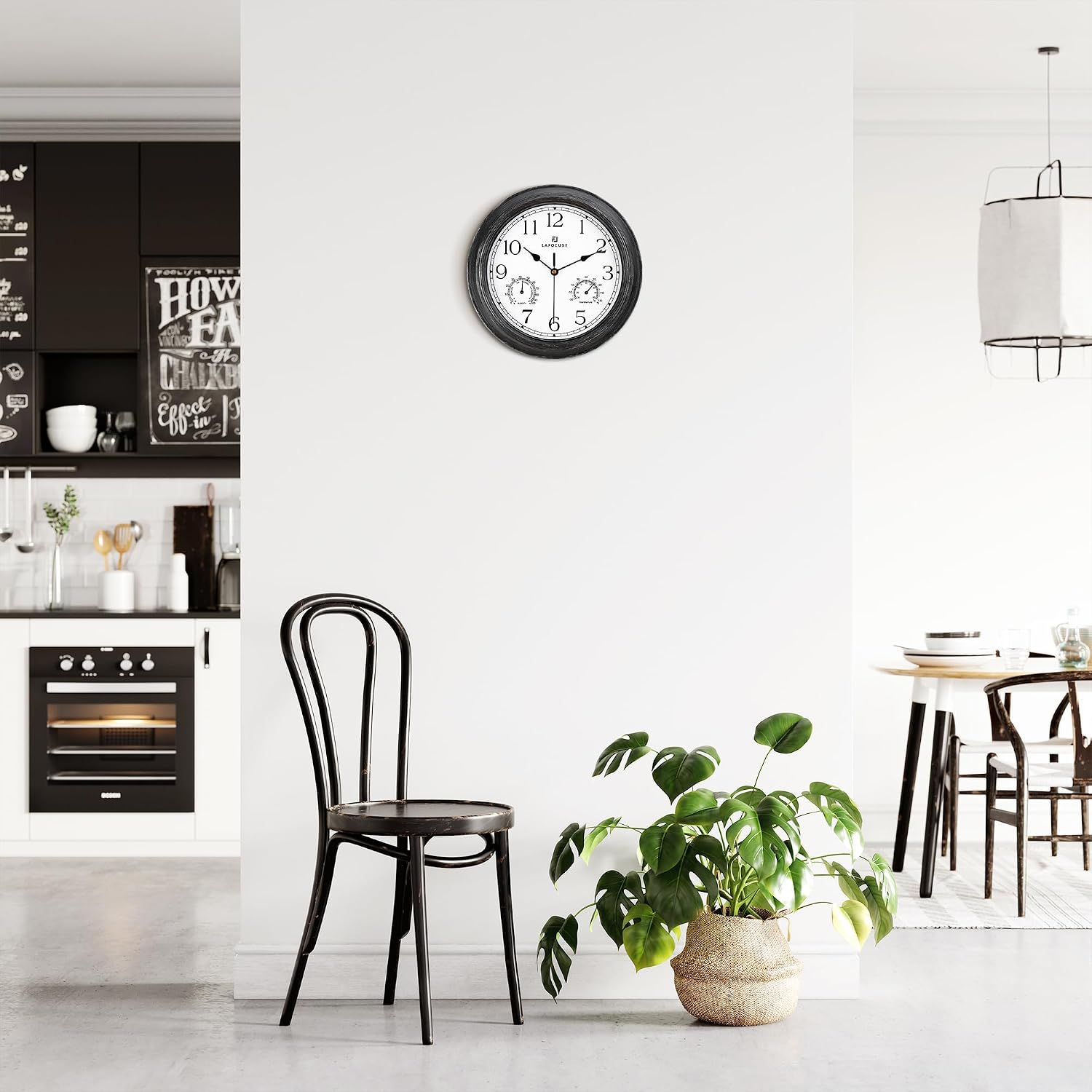 Lafocuse 12 Inch Brown Outdoor Wall Clocks with Temperature and Humidity