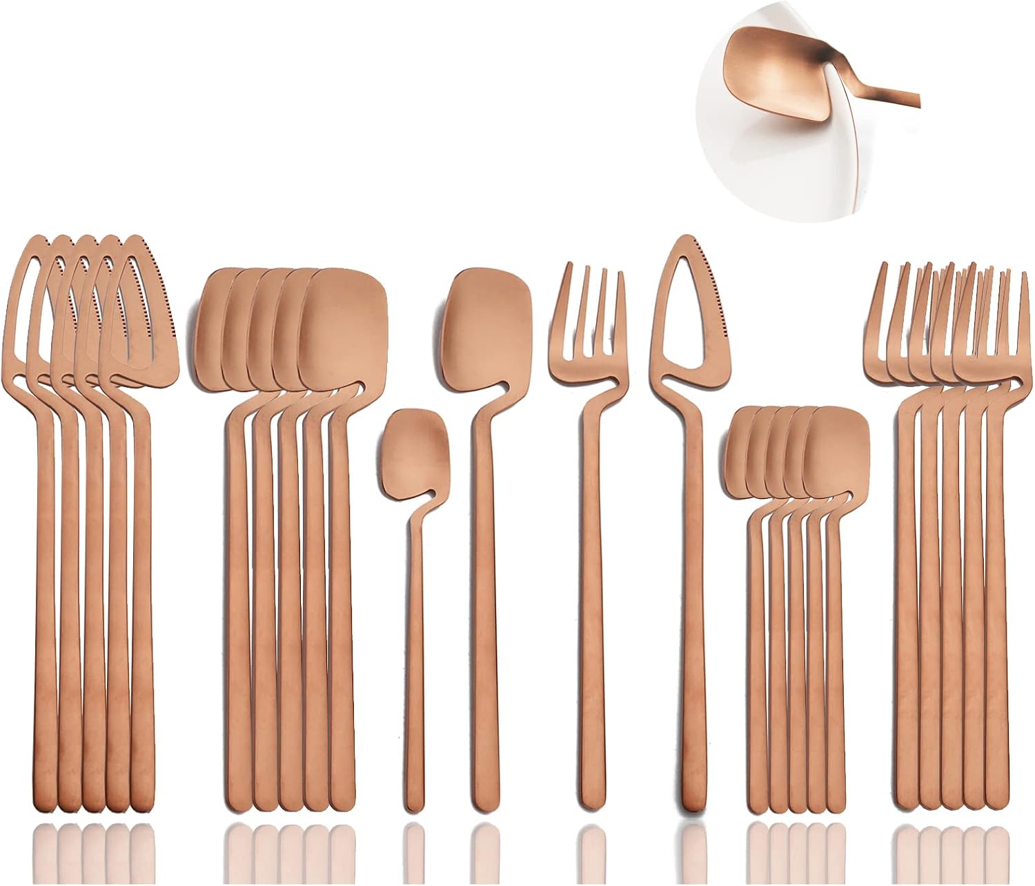 JASHII Silverware Set Satin Finish 24-Piece Stainless Steel Flatware Set Kitchen Utensil Set Service for 6 Tableware Cutlery Set Dishwasher Safe