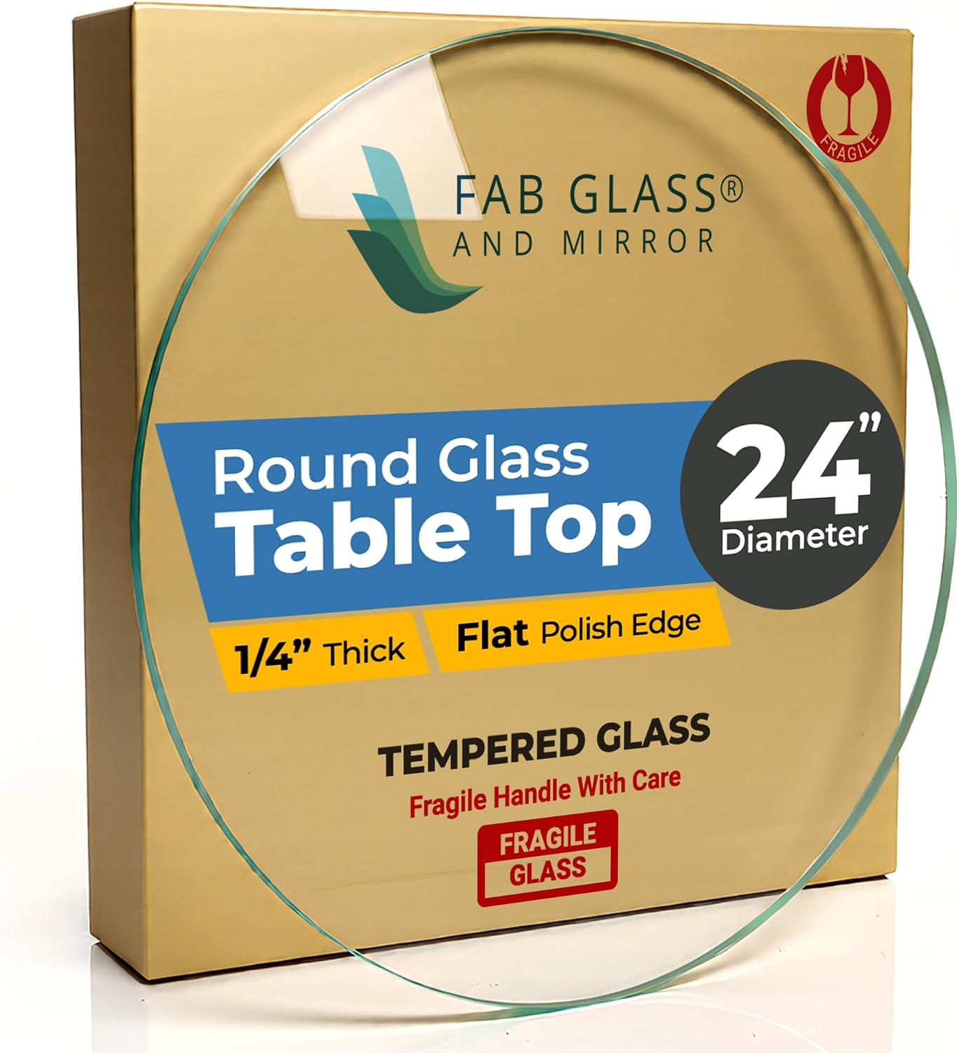 22 Inch Round Tempered Beveled Polished Edge Glass Table Top -1/2” Thick Round Glass Table Top–Heavy Duty, Dining, Coffee, and Office Tables by Fab Glass and Mirror