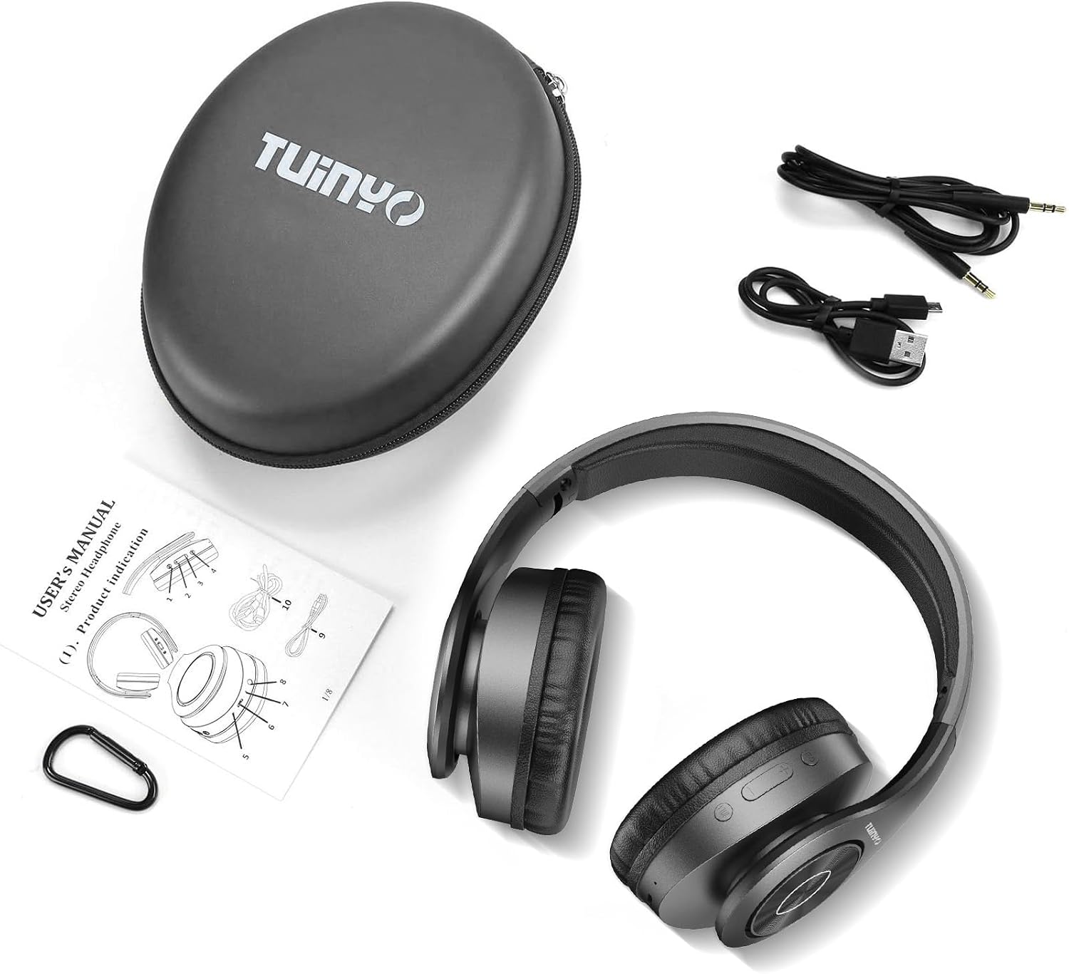 TUINYO Wireless Headphones Over Ear, Bluetooth Headphones with Microphone, Foldable Stereo Wireless Headsetfor Travel Work TV PC Cellphone-Purple