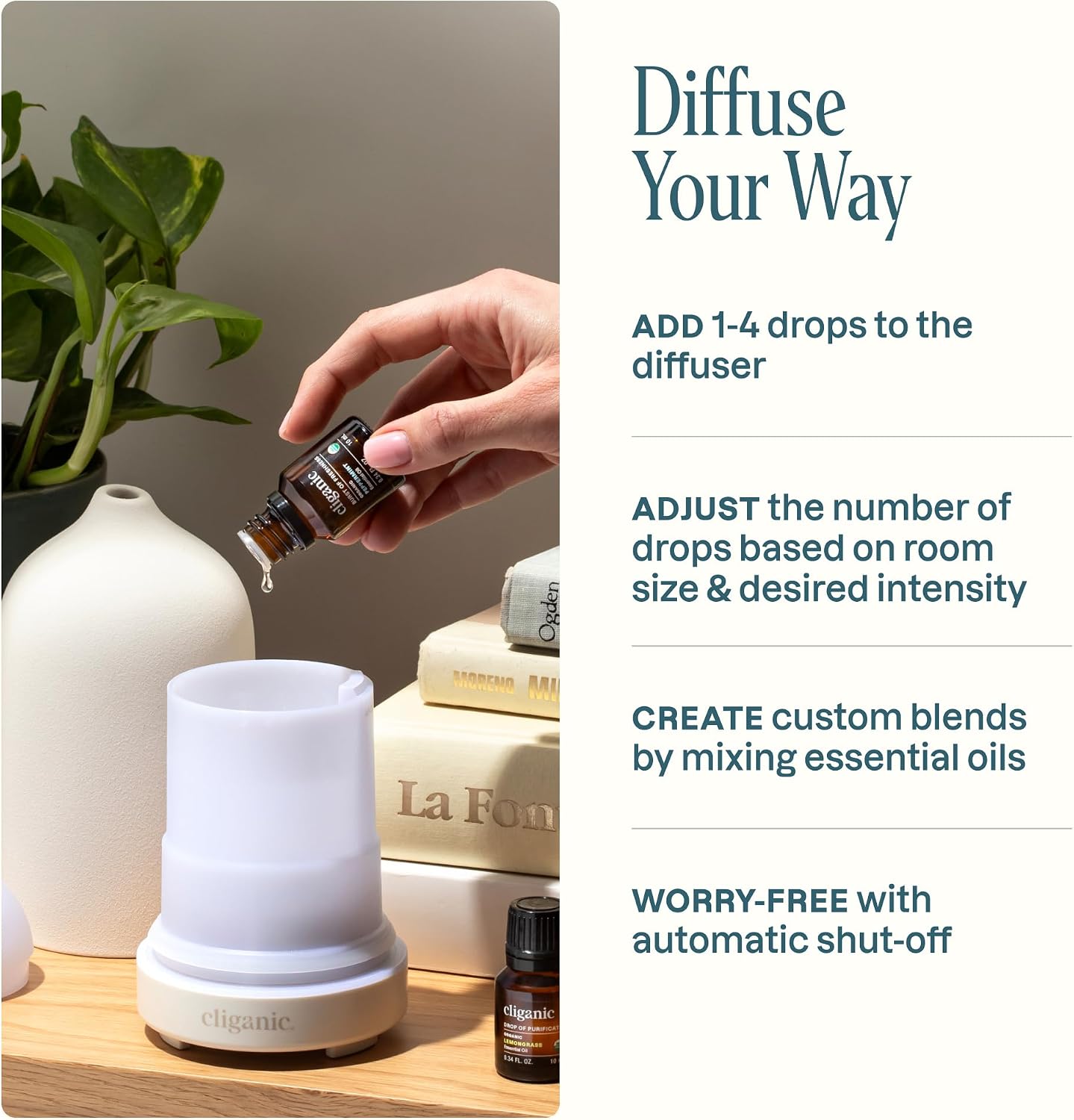Cliganic Organic Essential Oils Set (Top 5 - The Classics) - 100% Pure Natural - Aromatherapy, Candle Making - Peppermint, Lavender, Eucalyptus