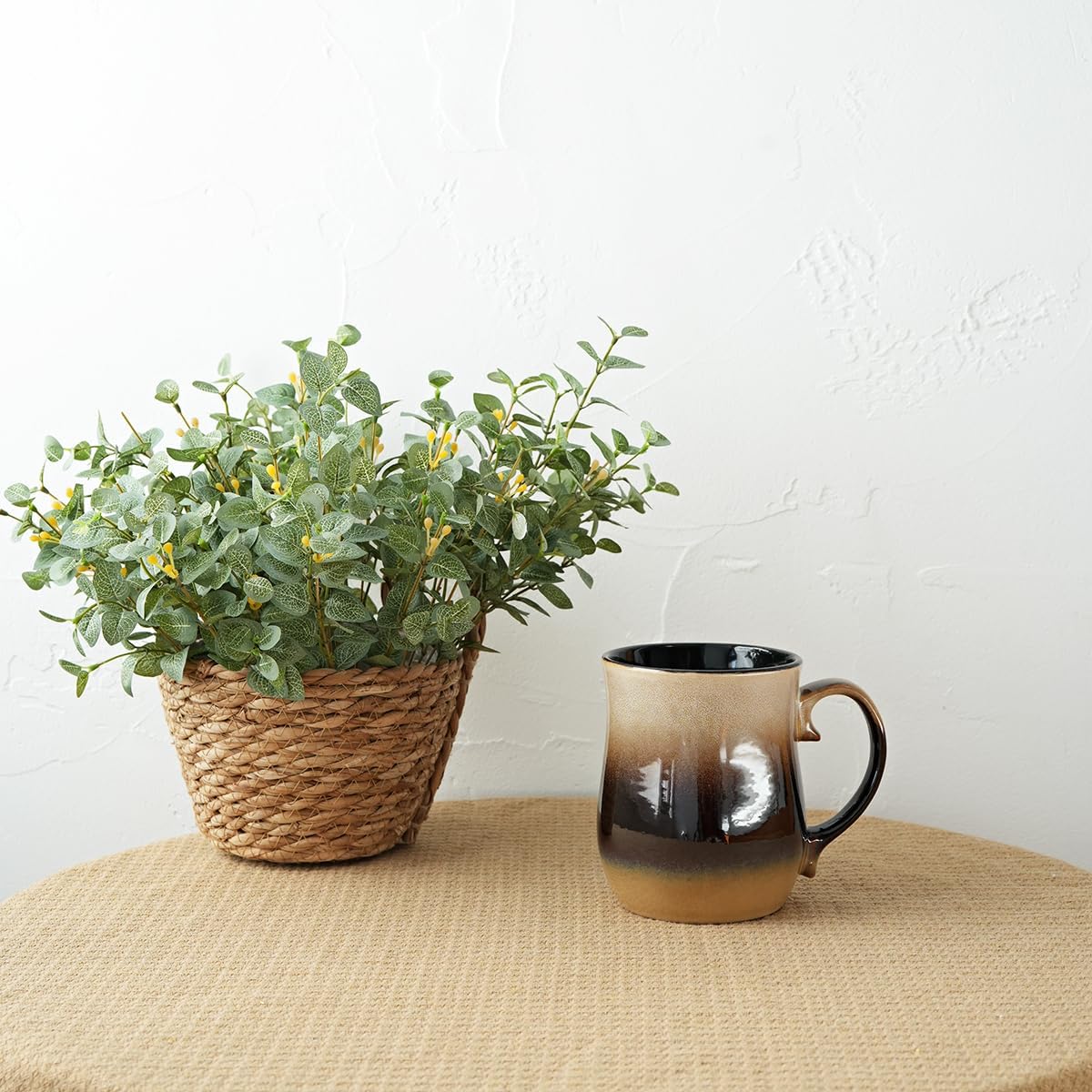 Bosmarlin Extra Large Ceramic Coffee Mug, 26 Oz, Dishwasher and Microwave Safe, Big Oversized Tea Cup, Reactive Glaze (Walnut)