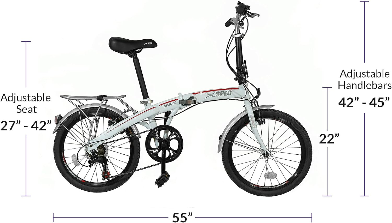 20" 7 Speed Folding Compact City Commuter Bike (NOT an Electric Bike)