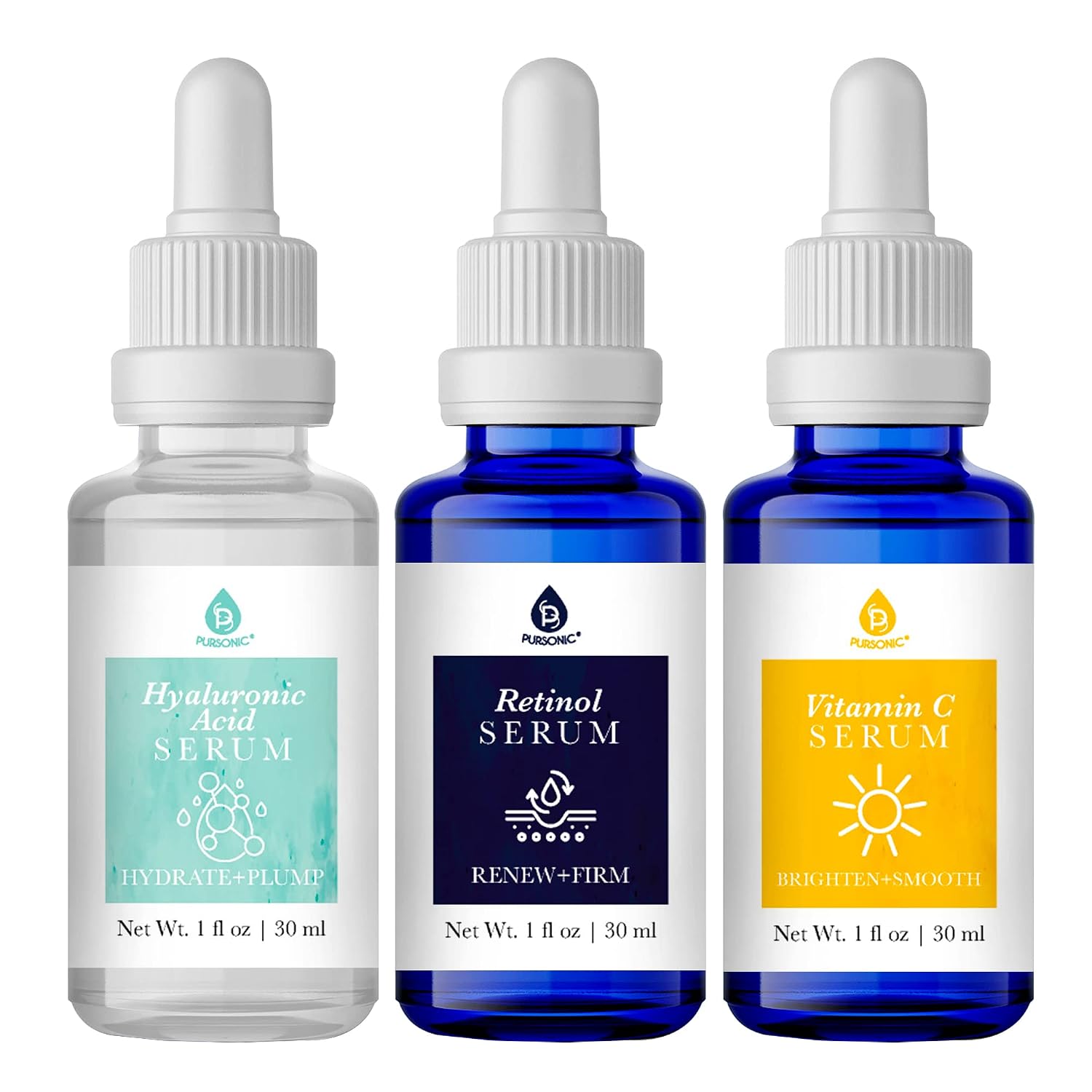 Pursonic Vitamin C Serum, 20% is a high potency Best Organic Anti-Aging Moisturizer Serum for Face, Neck & Décollete and Eye Treatment (3 fl. oz)