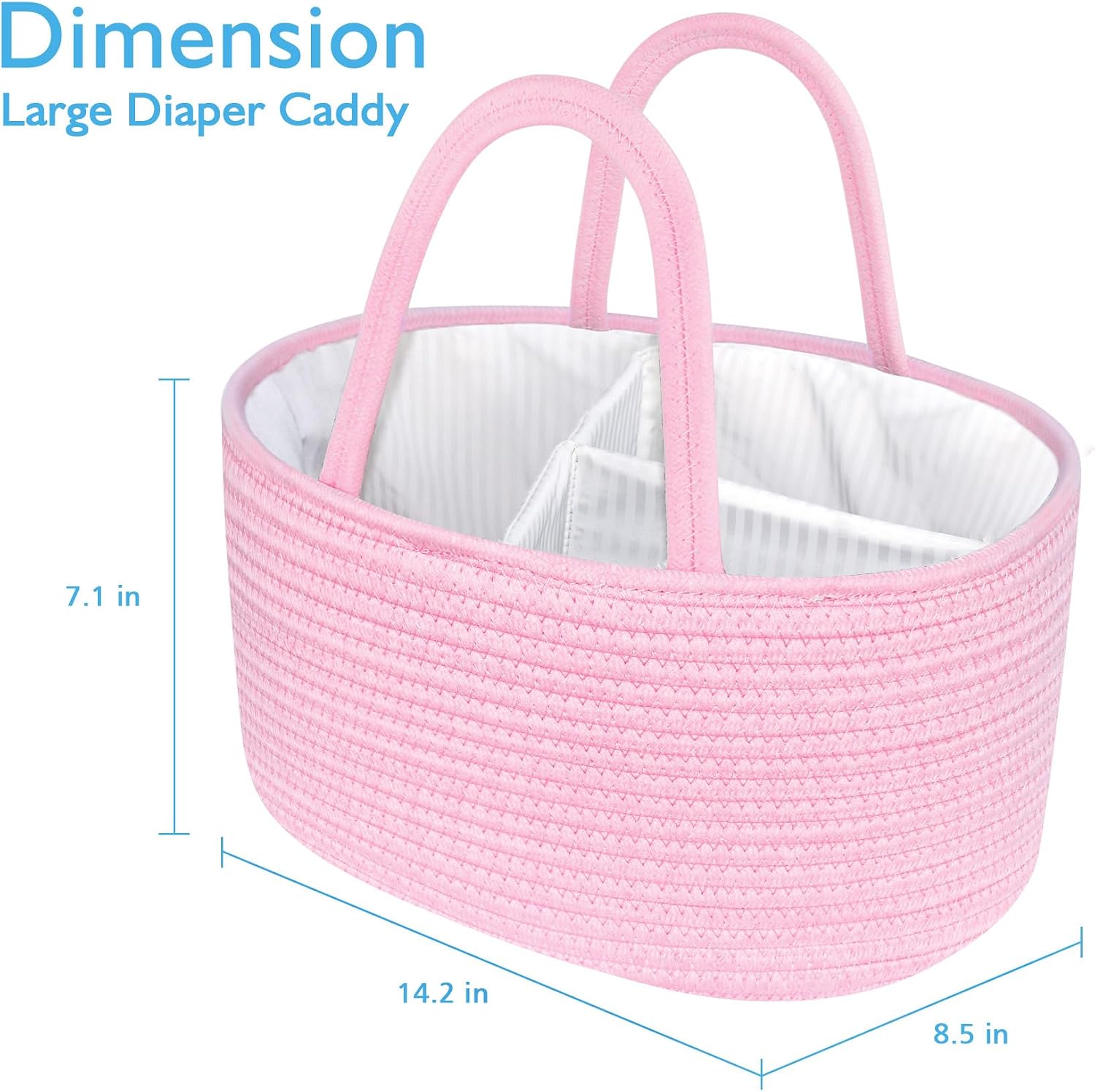 ABenkle Baby Diaper Caddy, Nursery Storage Bin and Car Organizer for Diapers and Baby Wipes, Cotton Rope Diaper Basket Caddy