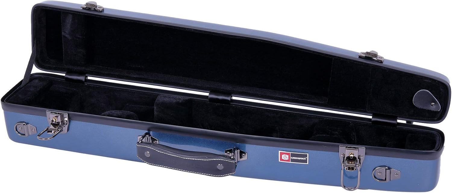 Crossrock Alto Saxophone Case-Fiberglass Hardshell with Backpack Straps in Blue