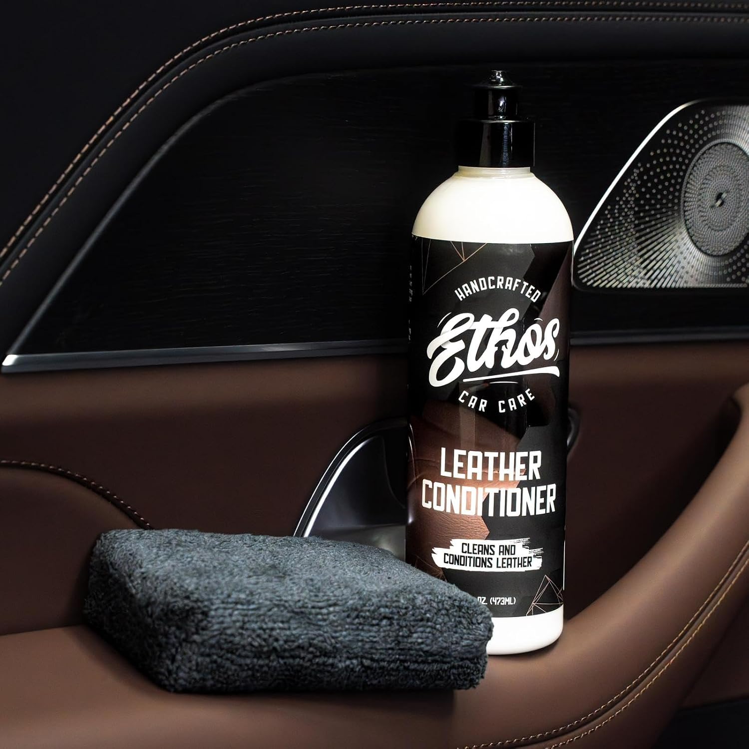 Ethos Car Leather Cleaner and Conditioner 16oz – Leather Seat Cleaner & Conditioner with UV Protection for Car Interior, Couch, Jacket