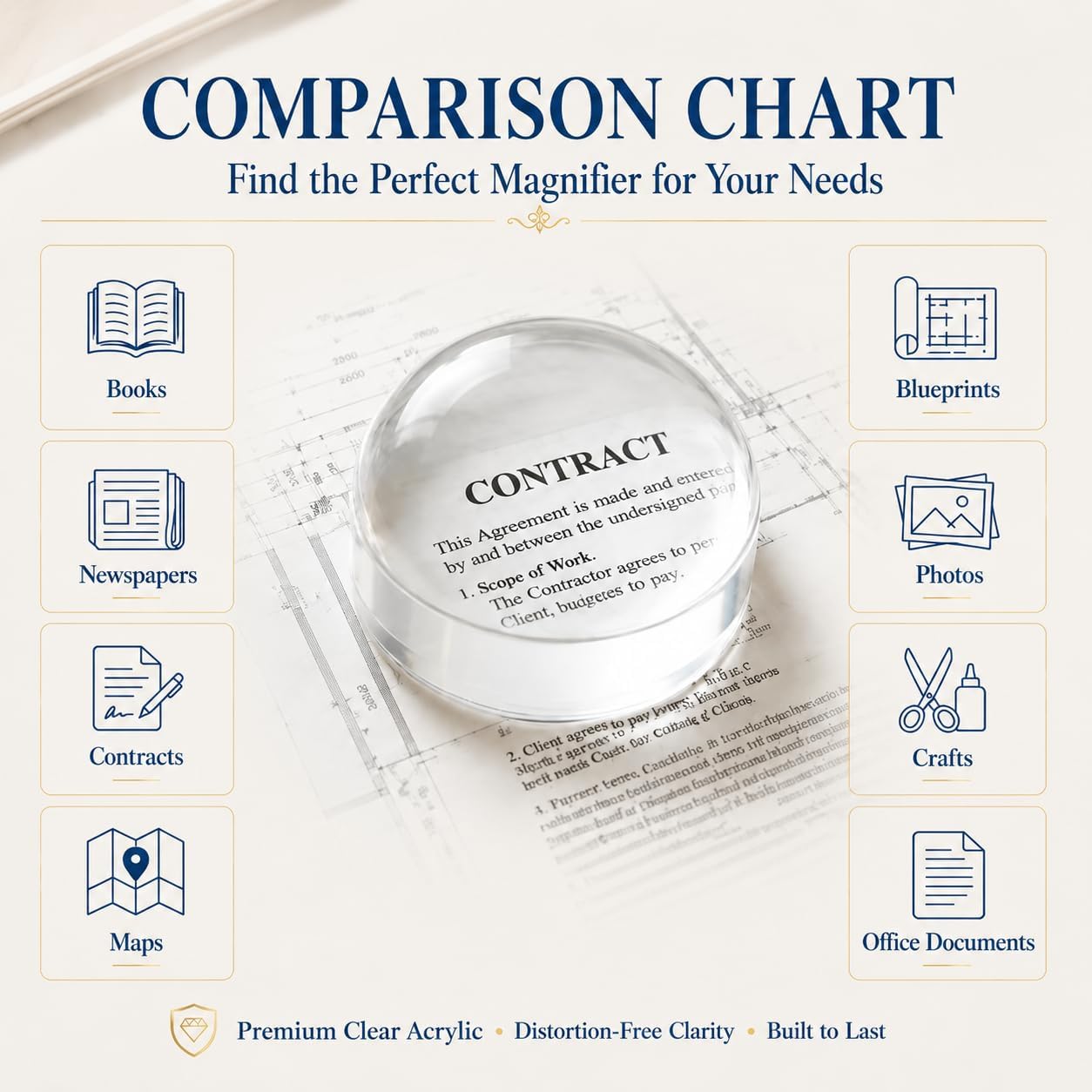 Dandelion 6X Dome/Paperweight Magnifier w/Pouch Table Magnifying | Diameter 2.5 inches,magnifying glass paperweight,reading magnifier for books,Suitable for viewing maps, blueprints