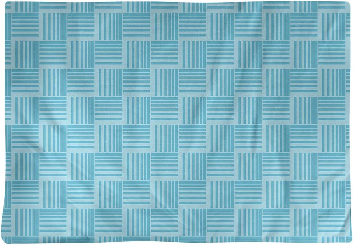 Dana Strider Monochrome Basketweave Stripes Table Placemat, 18 x 14, Teal