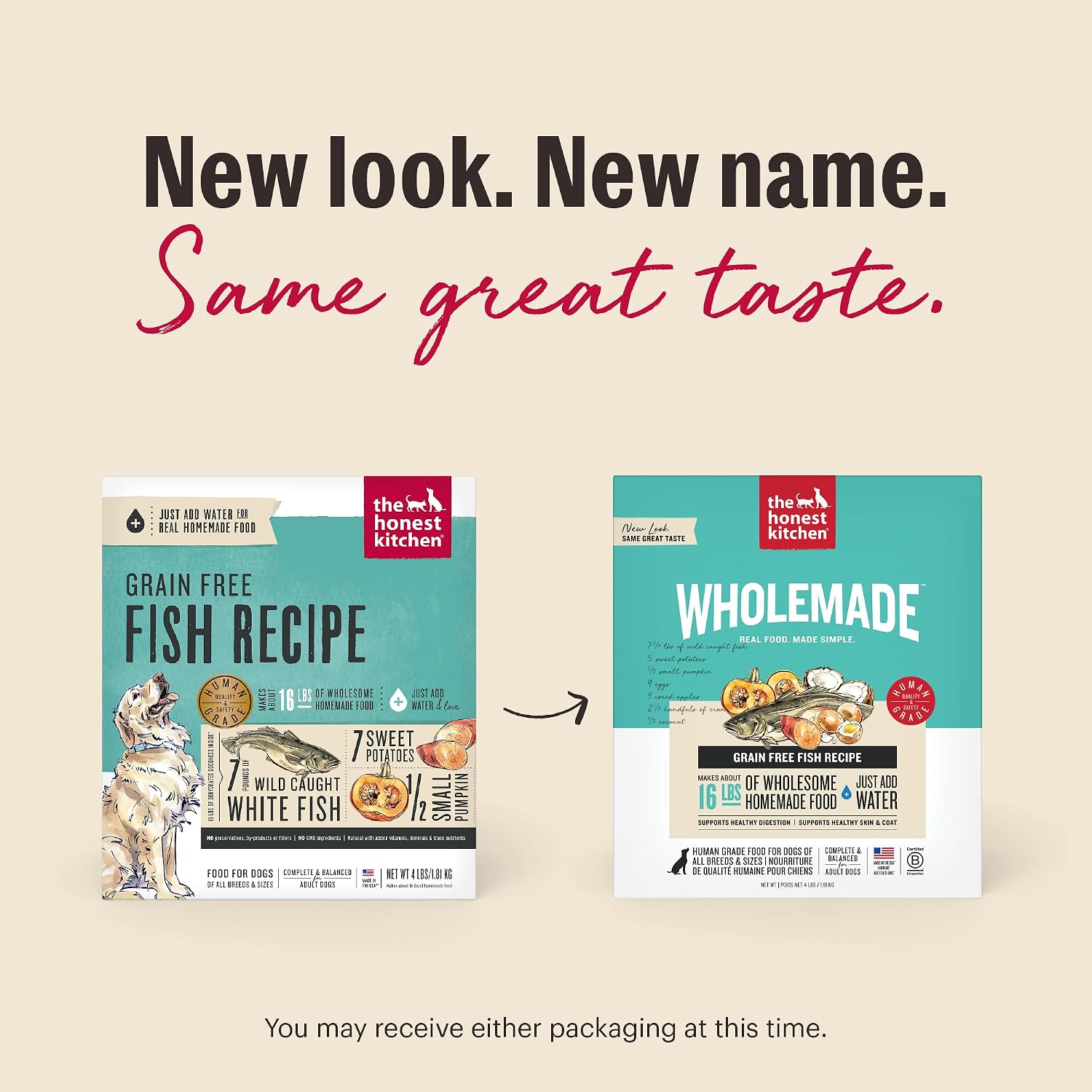 The Honest Kitchen Human Grade Wholemade™ Dehydrated Grain Free Dog Food – Complete Meal or Dog Food Topper – Chicken 4 lb (Makes 16 lbs)