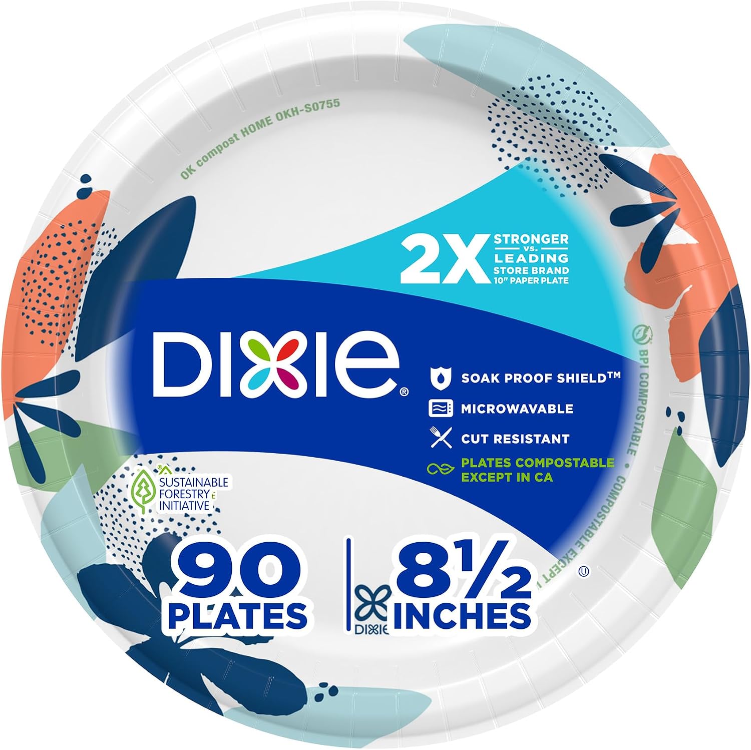 Dixie Large Paper Plates, 10 Inch, 54 Count, 2X Stronger, Microwave-Safe, Soak-Proof, Cut Resistant, Disposable Plates For Everyday Breakfast, Lunch, & Dinner Meals