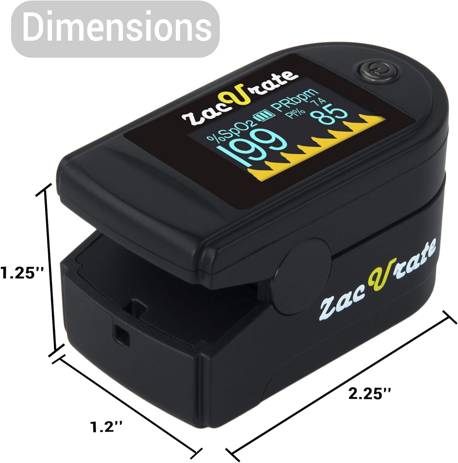 Zacurate 500 Series Fingertip Pulse Oximeter Blood Oxygen Saturation Monitor with Silicon Cover, Batteries and Lanyard, Royal Black