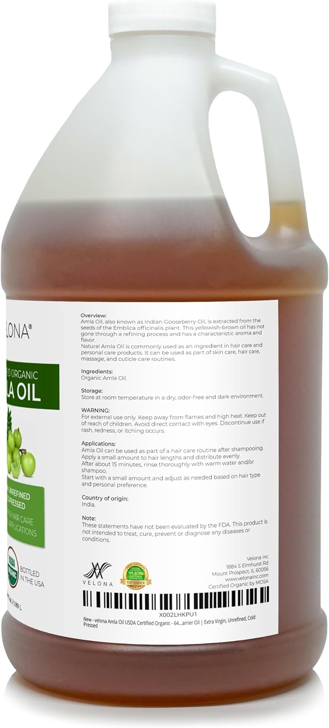 velona USDA Organic Castor Oil - 64 fl oz, Cold Pressed, USP Grade