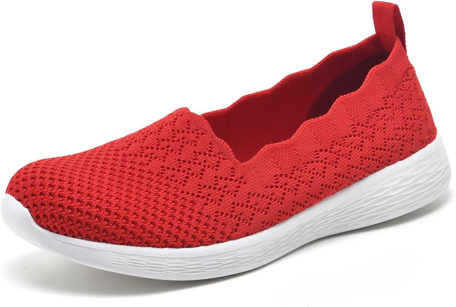 poemlady Women's Walking Shoes Slip On Knit Mesh Loafers Round Toe Flat