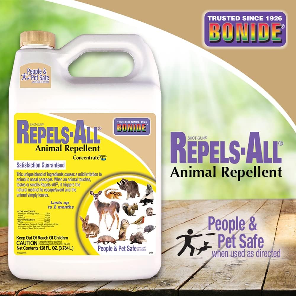 Bonide Repels-All Animal Repellent, 128 oz Concentrate | Outdoor Pest Control, Deter Deer from Garden, People & Pet Safe