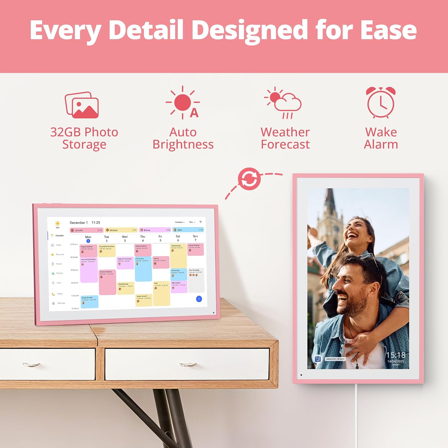 Dragon Touch Digital Picture Frame WiFi 10 inch IPS Touch Screen Digital Photo Frame Display, 32GB Storage, Auto-Rotate, Share Photos via App, Email