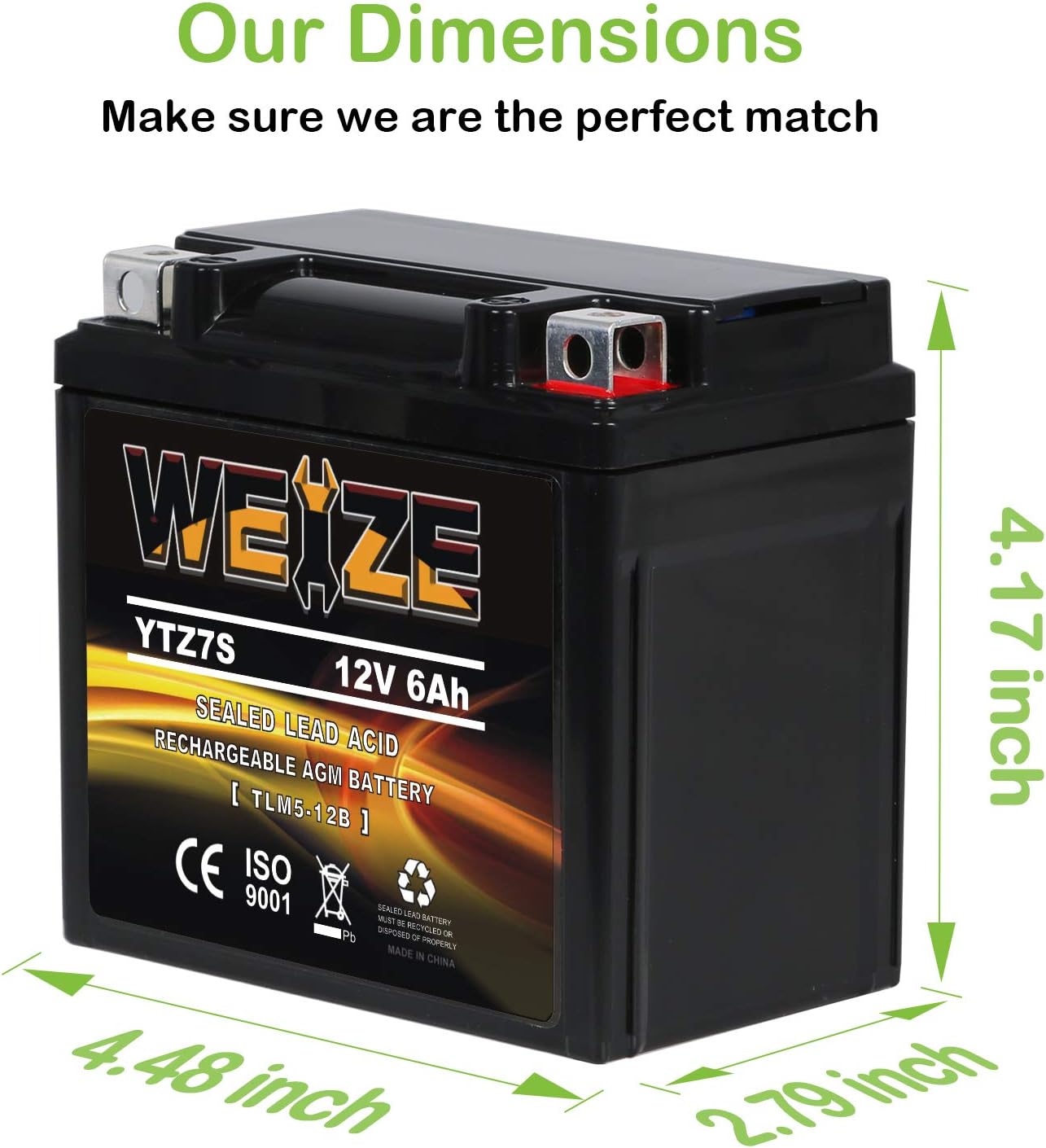 Weize YTX14 BS ATV Battery High Performance - Maintenance Free - Sealed AGM YTX14-BS Motorcycle Battery compatible with Honda Suzuki Kawasaki Yamaha scooter snowmobile