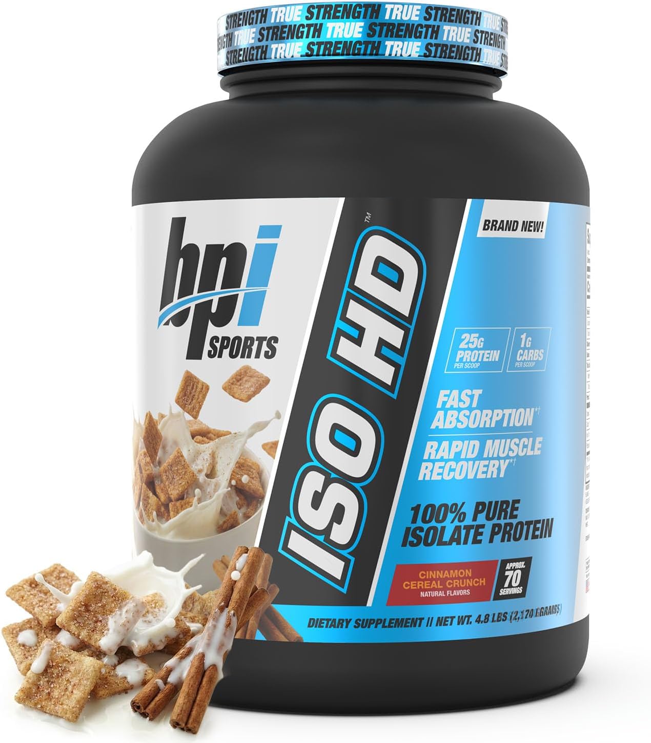 BPI Sports ISO HD Isolate Protein Powder – 100% Whey Isolate, Protein Powder for Muscle Gain - Chocolate Brownie, 5.4 Pounds - 69 Servings