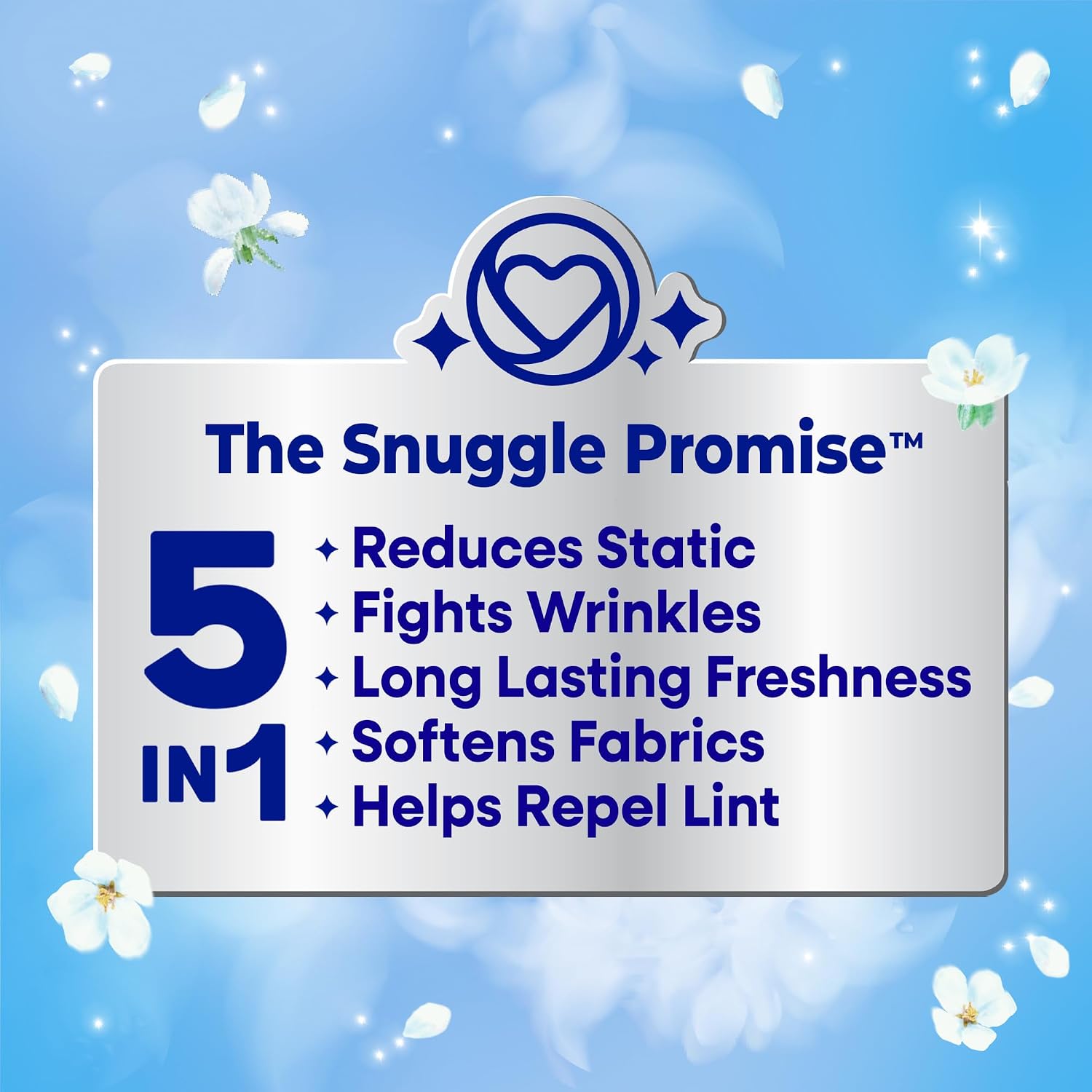 Snuggle Dryer Sheets, Blue Sparkle , 230 Count | Long-Lasting Fresh Scent, Reduces Static and Wrinkles, Repels Pet Hair and Lint, HE Dryer Compatible