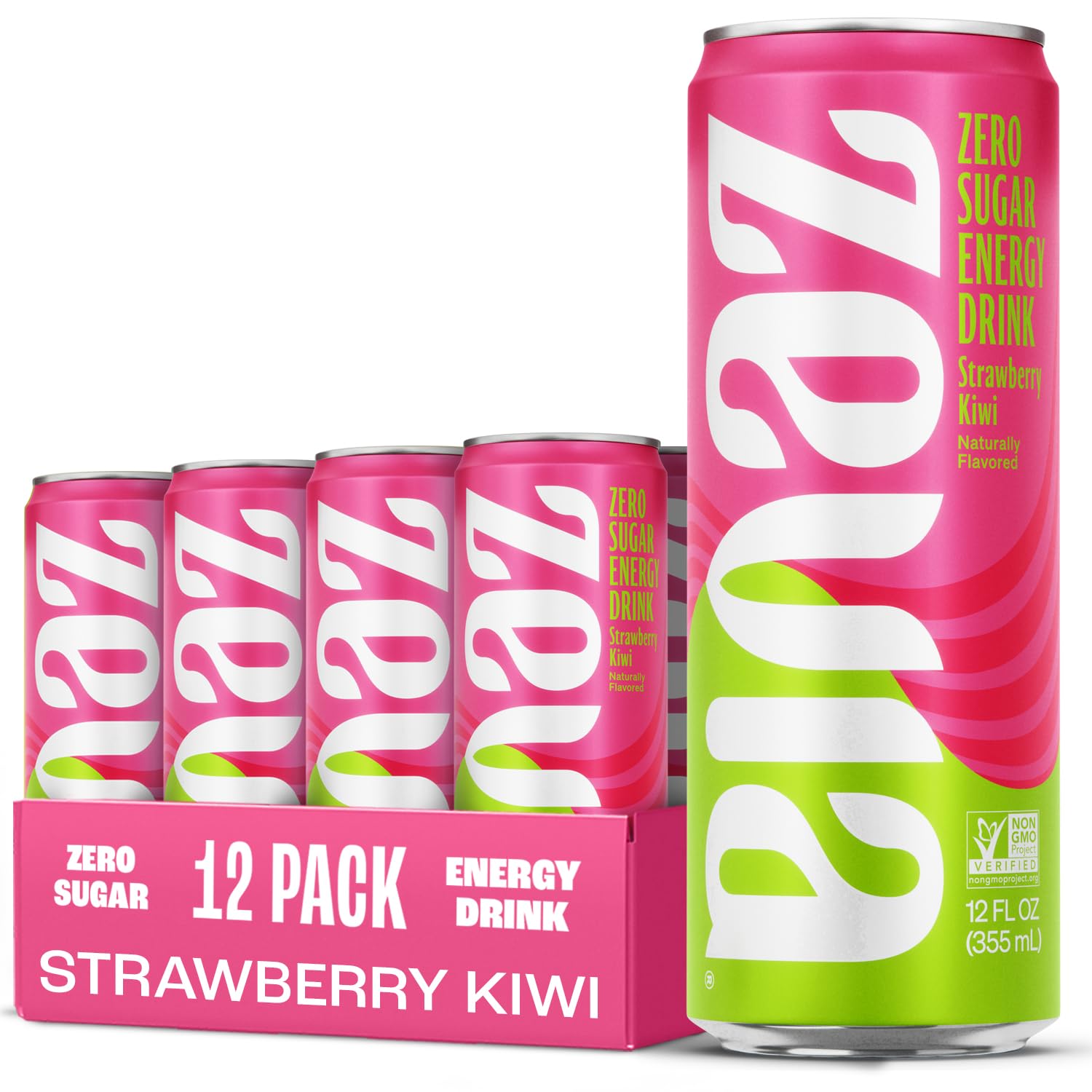 Zevia Zero Sugar Energy Drink, Raspberry Lime, 12 oz Cans (12-Pack) – Naturally Sweetened, Zero Calorie Sugar Free Energy - Non-GMO Project Verified, Gluten-Free, Vegan