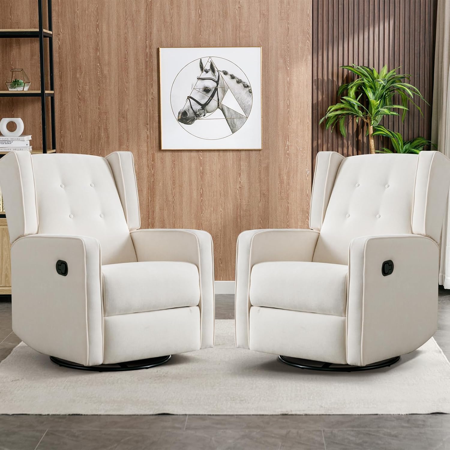 CANMOV Swivel Rocker Recliner Chair, Nursery Glider Chair, Nursery Rocking Chairs, Manual Reclining Chair, Grey