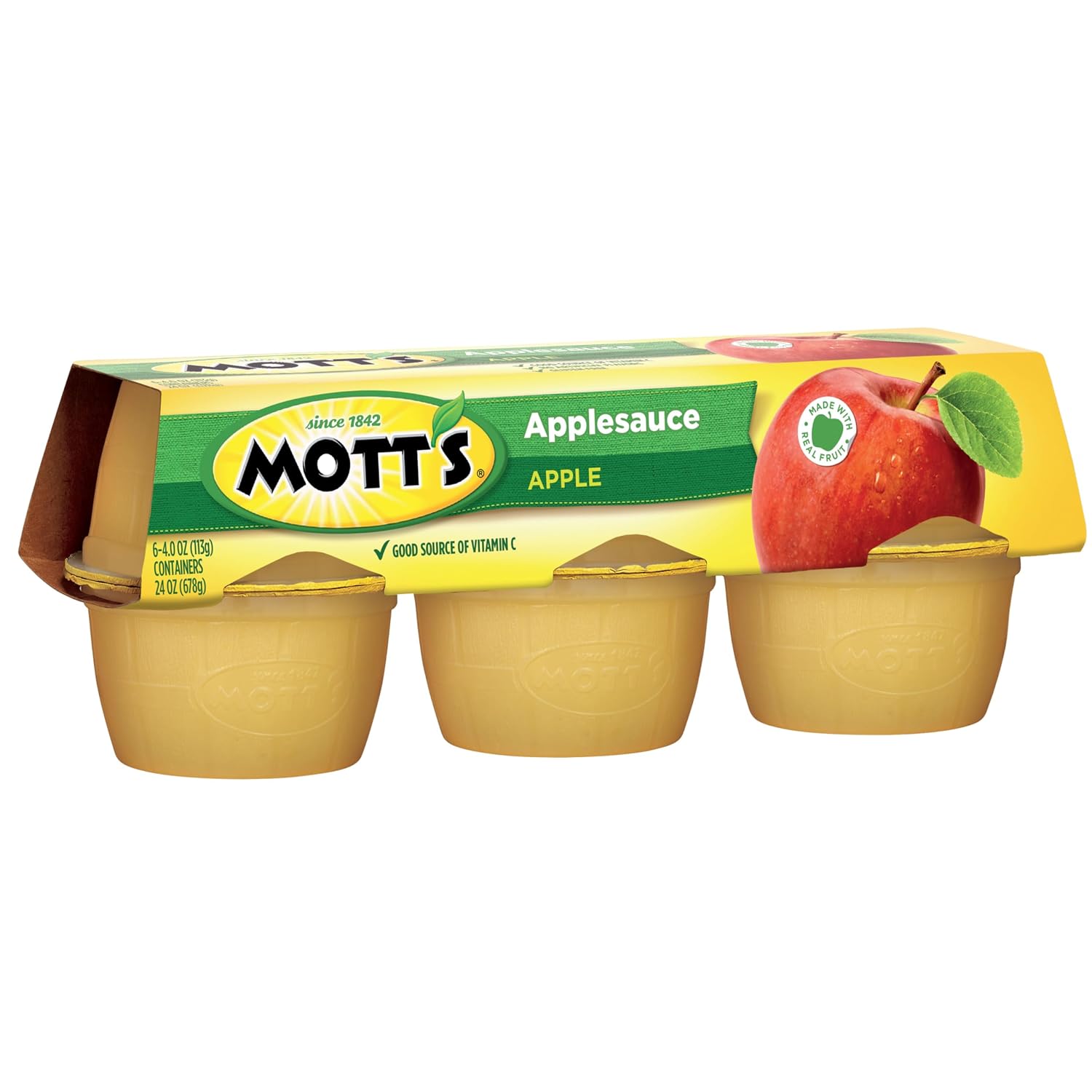 Mott's Applesauce, 4 Oz Cups, 72 Count (12 Packs Of 6), No Artificial Flavors, Good Source Of Vitamin C, Nutritious Option For The Whole Family