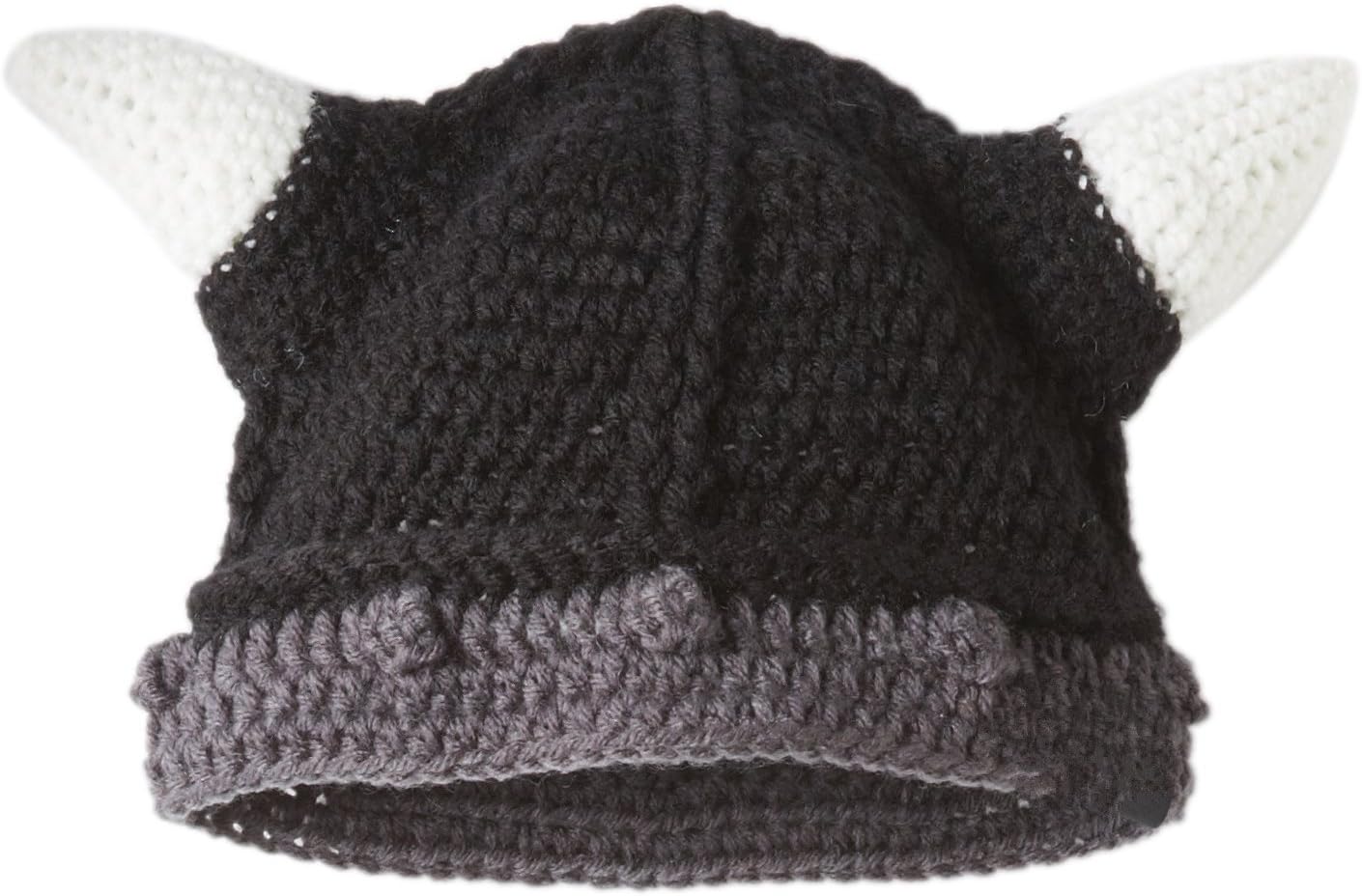 Kafeimali Men's Barbarian Vagabond Knit Hat Halloween Viking Horns Bearded Caps Black