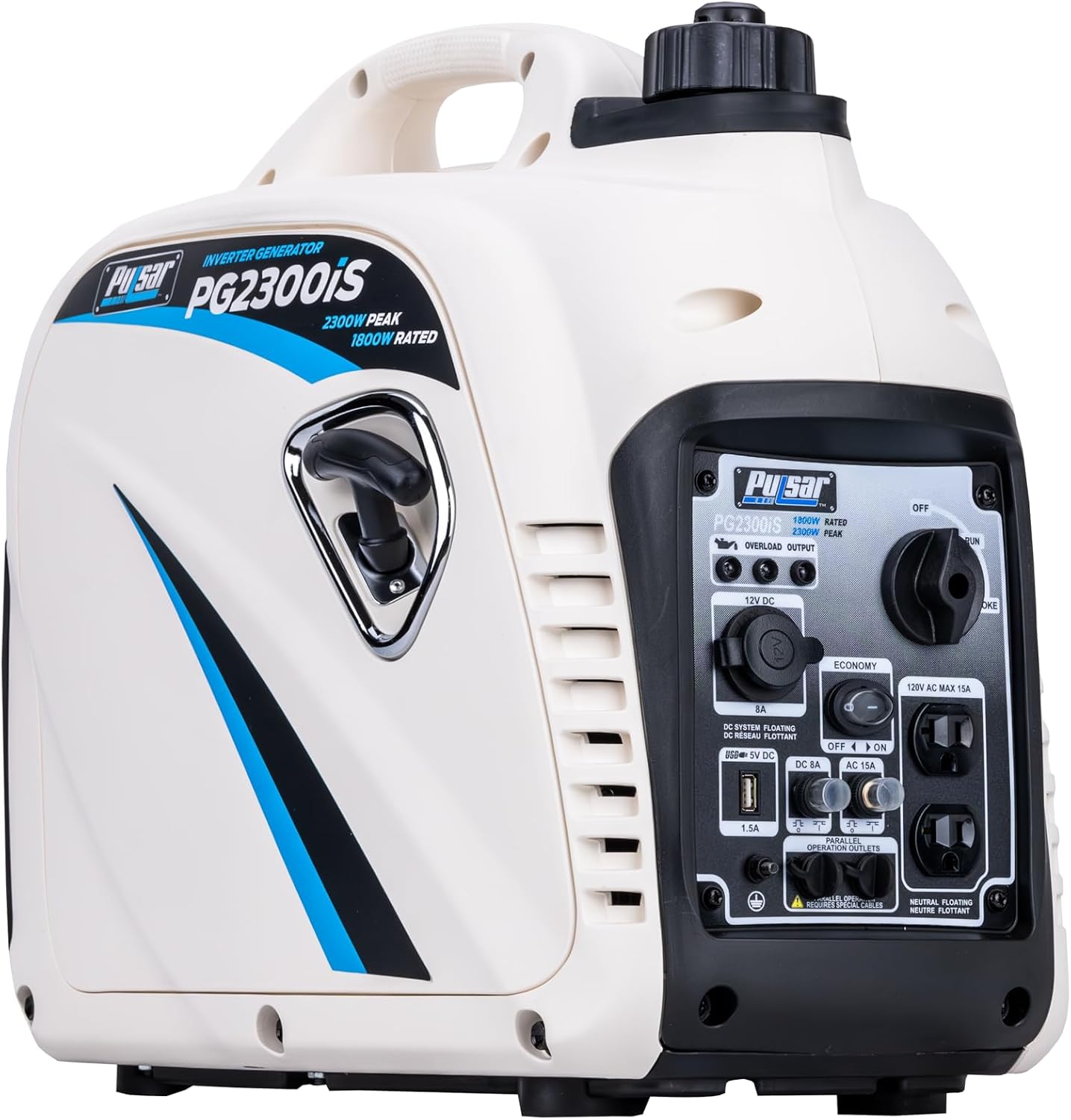 Pulsar PG2300iS 2, 300W Portable Super Quiet Gas-Powered Inverter Generator with USB Outlet & Parallel Capability, CARB Compliant | 1800 running watts