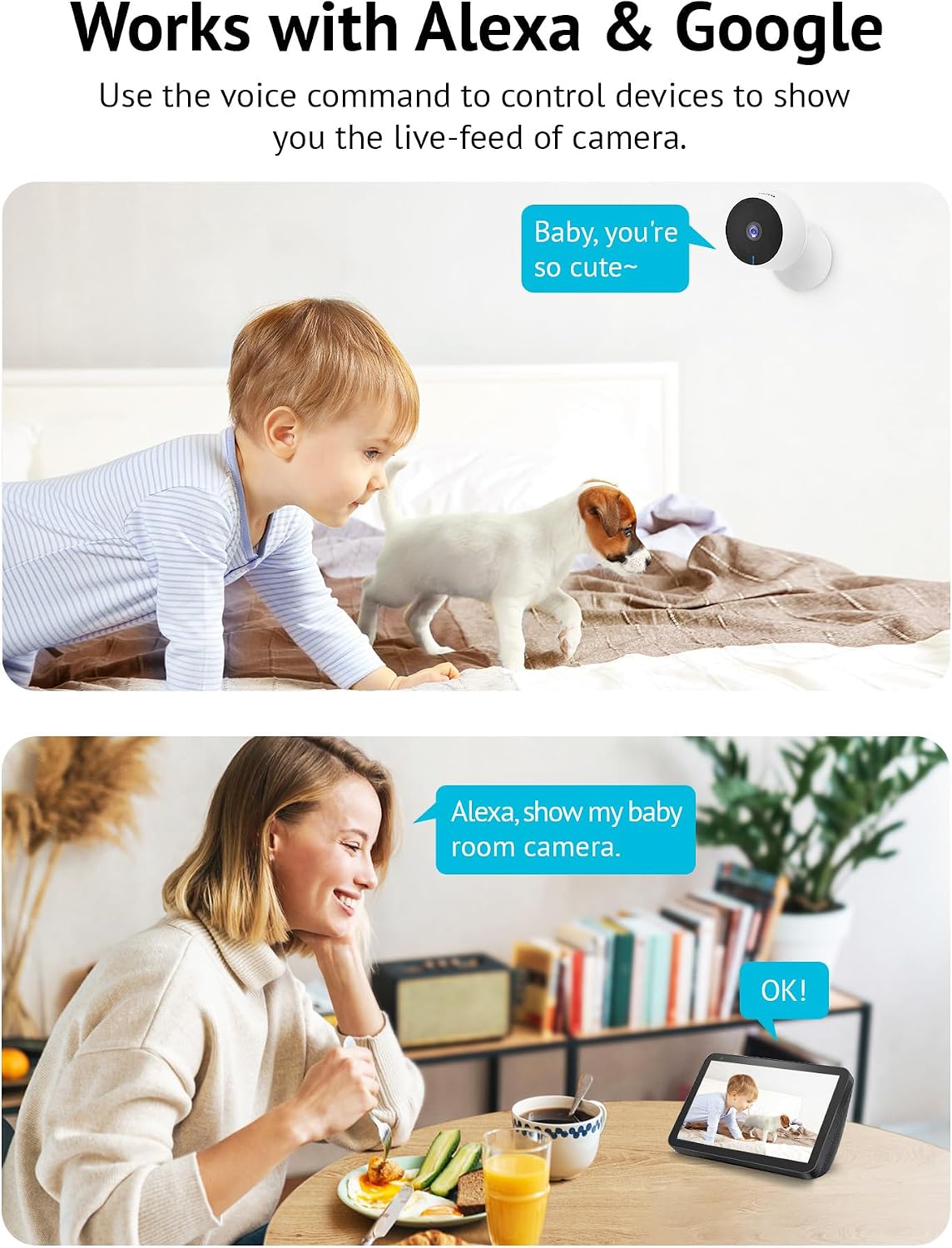 LaView Security Cameras 4pcs, Home Security Camera Indoor 1080P, Wi-Fi Cameras Wired for Pet, Motion Detection, Two-Way Audio, Night Vision, Phone App