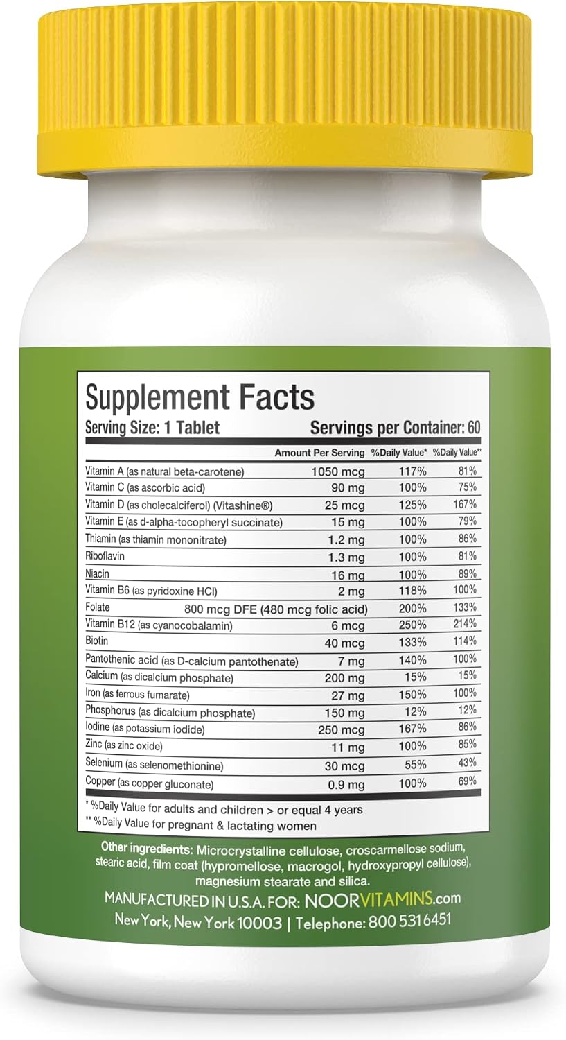 Noor Vitamins Halal Womens Multivitamin & Mineral I Once Daily Vitamin Supplement I Vegan | Supports Energy, Immunity, Metabolism