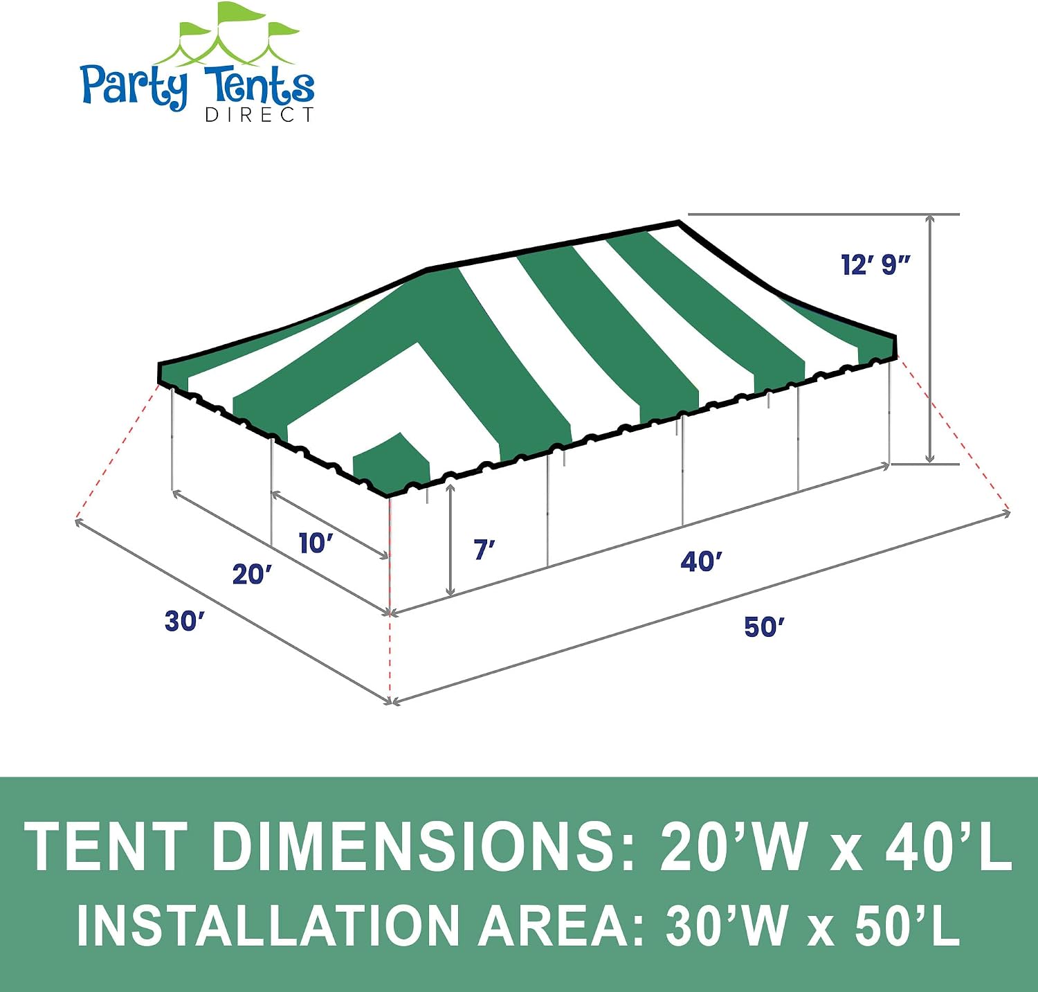 20’ x 20’ Weekender Canopy Pole Tent, Indoor and Outdoor Heavy Duty Easy Up, 80 Person Capacity Tent for Parties, Weddings, and Events, Commercial and Residential Use, PVC White Top | Easy Up Weekender Canopy Tent With 80 Person Capacity - Outdoor Canopi…