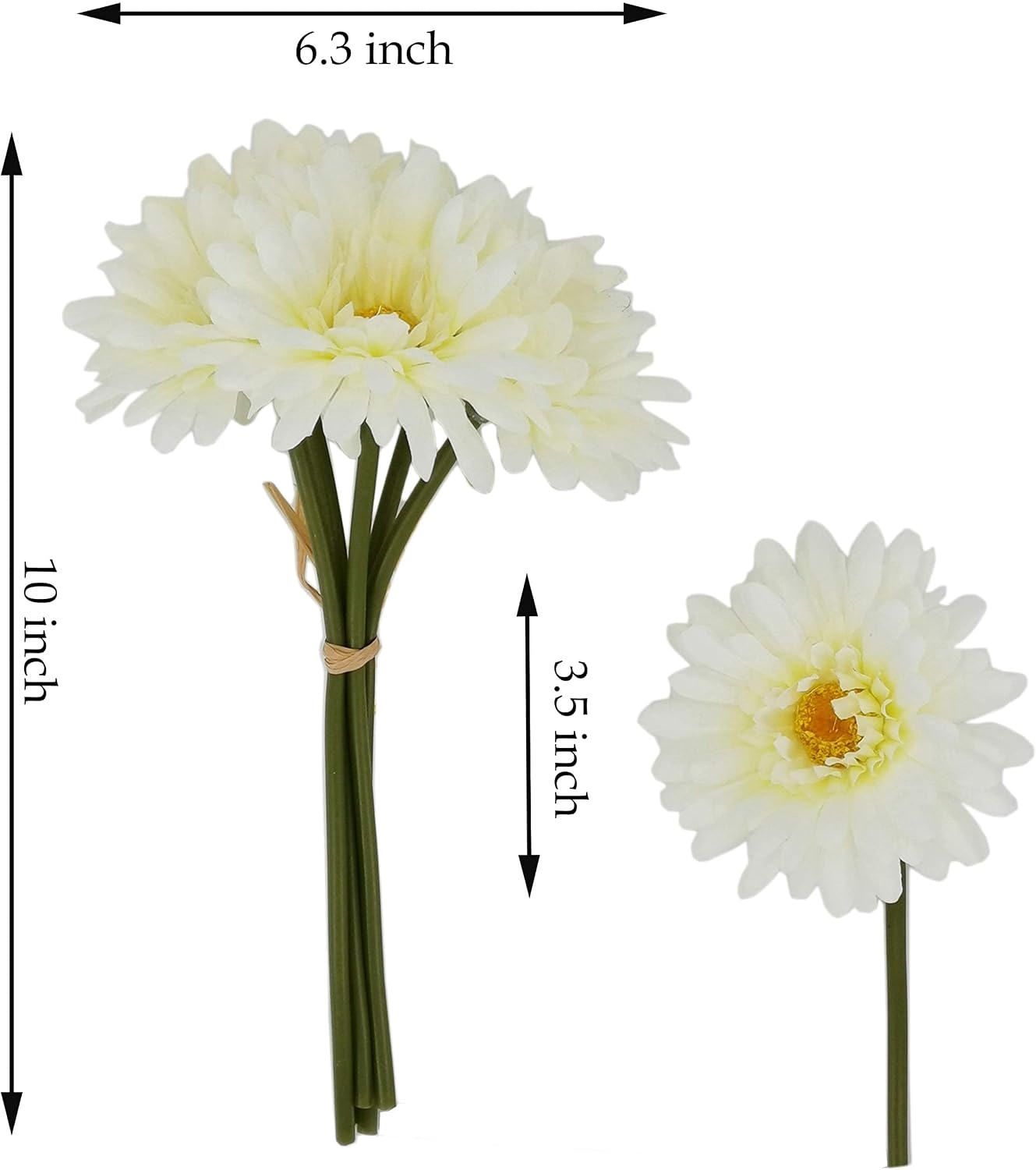TOPIA Artificial African Daisies Flowers African Daisy Silk Flowers Artificial Gerbera Daisies Pack of 10 (Yellow)