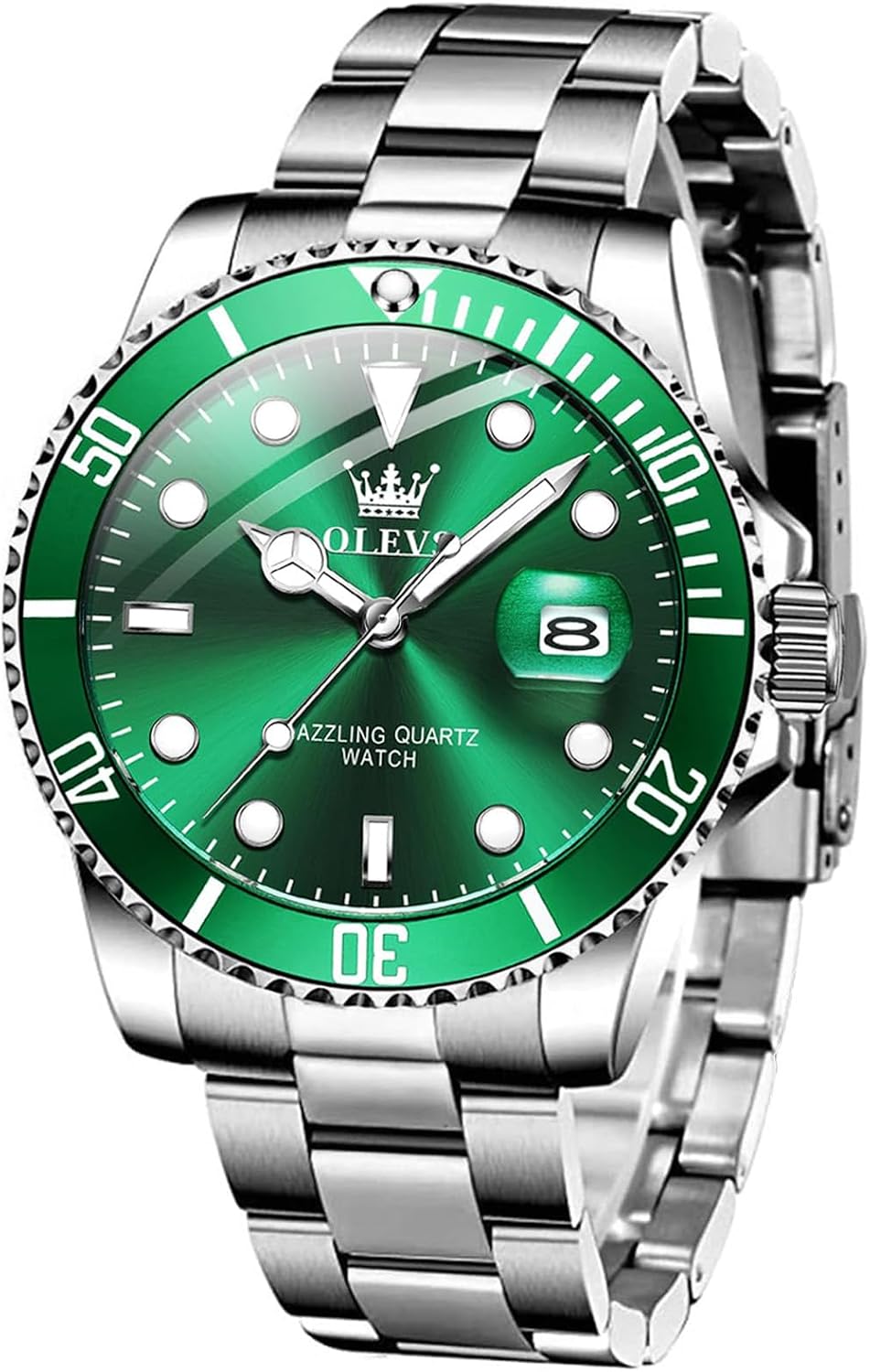 OLEVS Watches for Men,Classic Luxury Big Face Men Watches, Silver Dress Stainless Steel Men Wrist Watch with Luminous Analog Relojes para Hombres