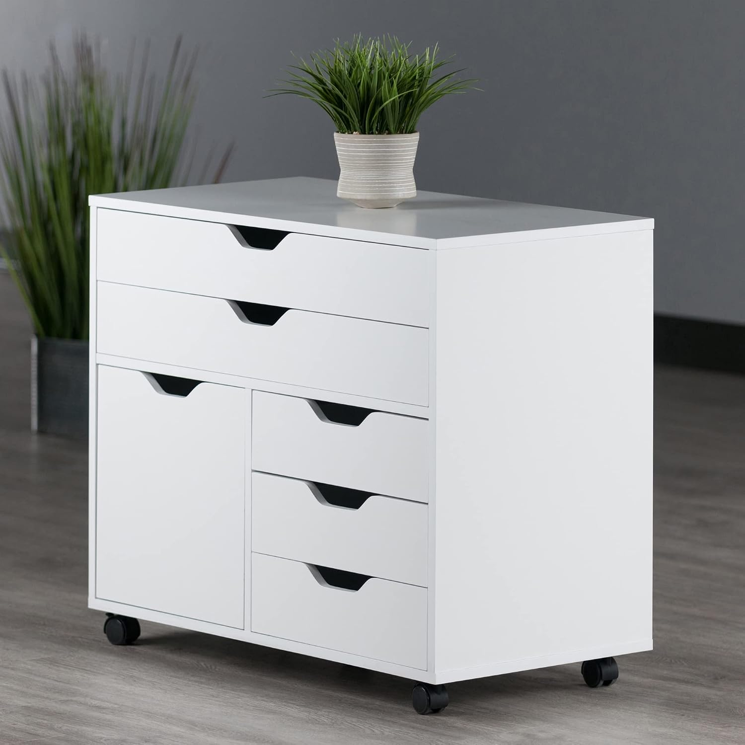 Winsome Halifax Mobile Storage Cabinet with Doors & Drawers, Stylish & Functional Home Storage Cabinet for Filing, Kitchen Organization, Moveable Furniture for Office, Dorms, Apartments