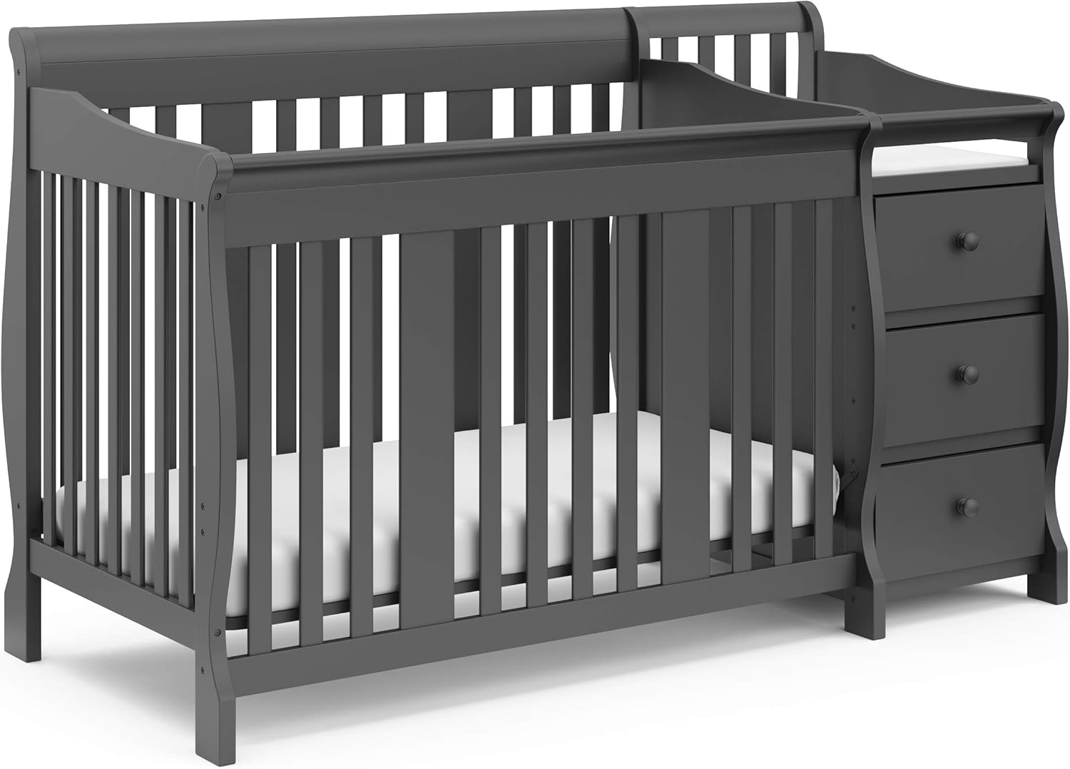 Storkcraft Portofino 5-in-1 Convertible Crib and Changer, Pebble Gray